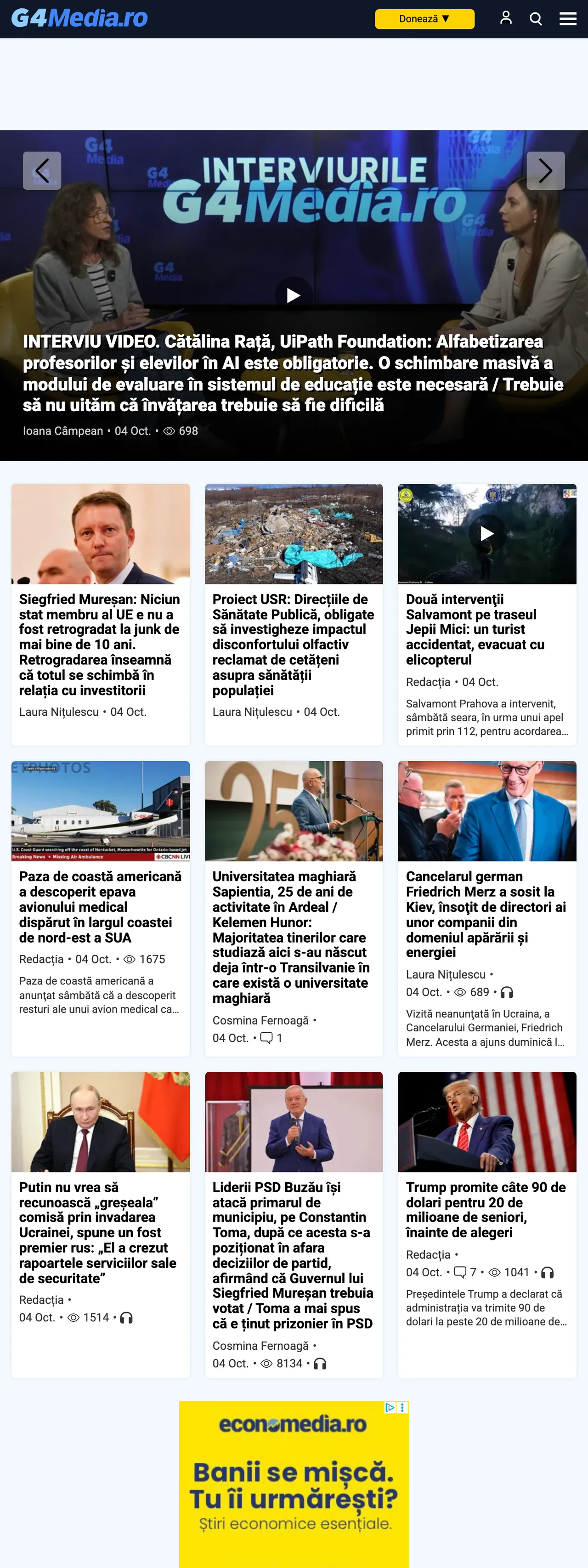 Screenshot of the G4Media front page