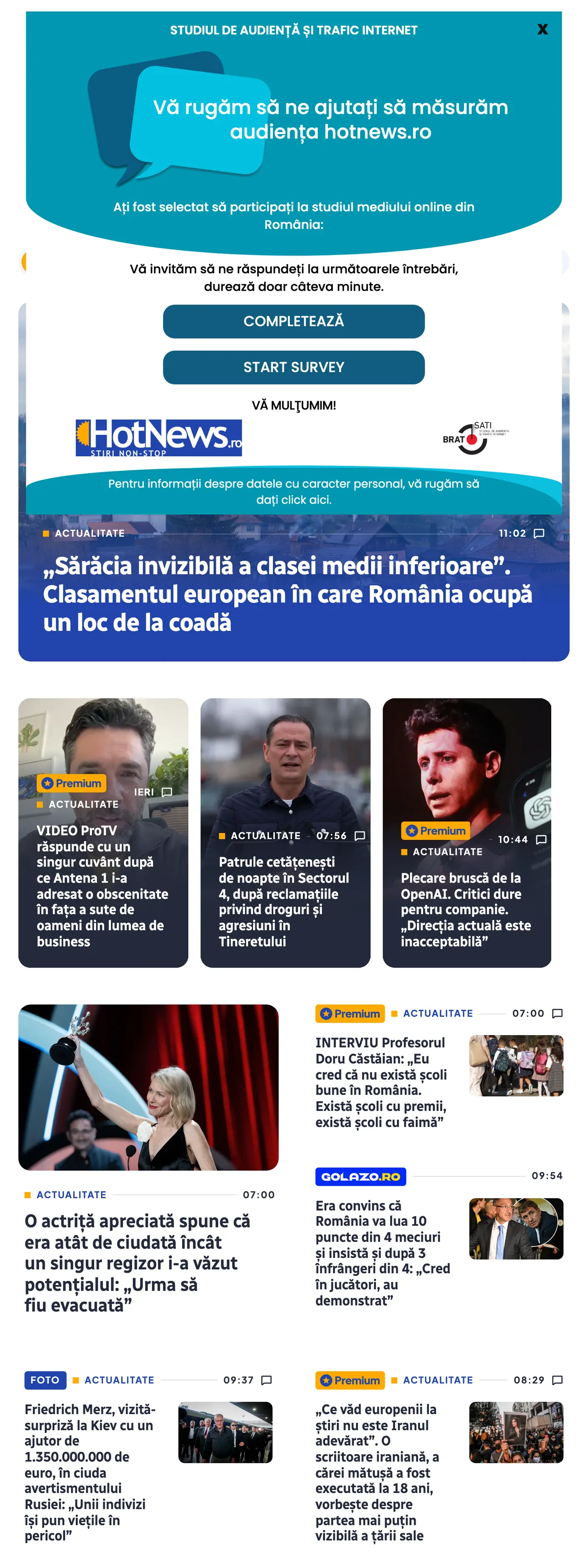 Screenshot of the HotNews.ro front page