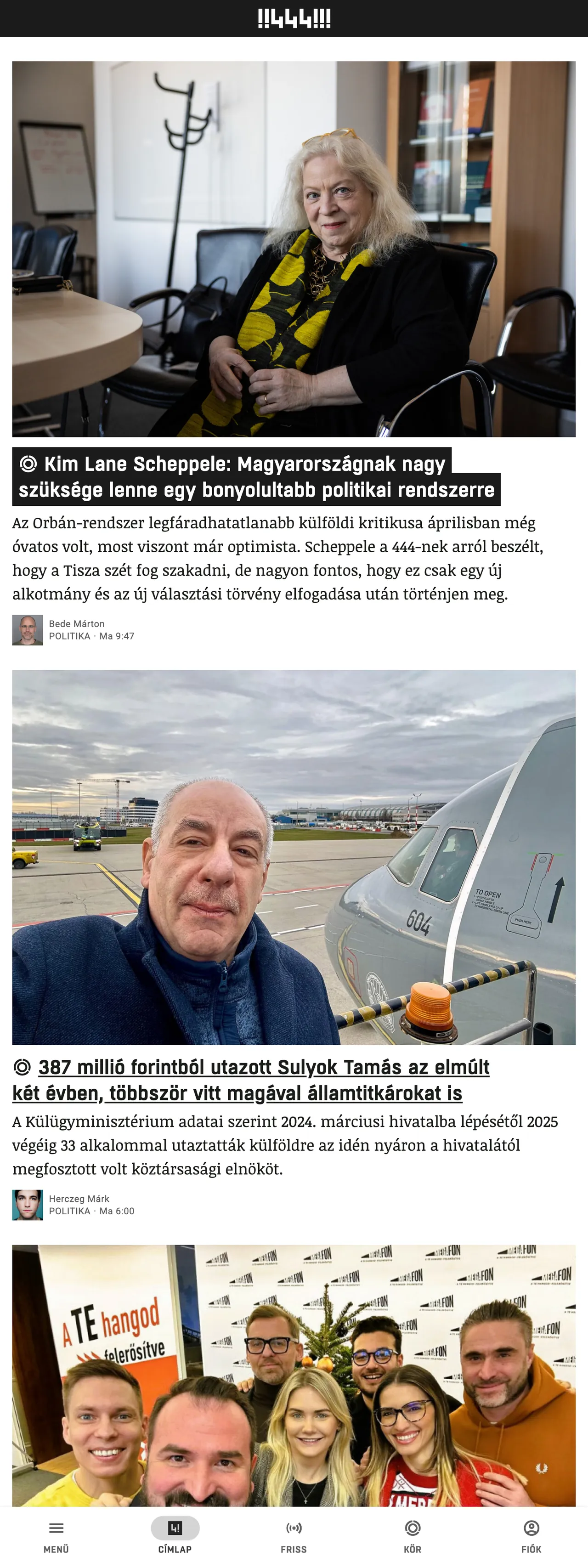 Screenshot of the 444 front page