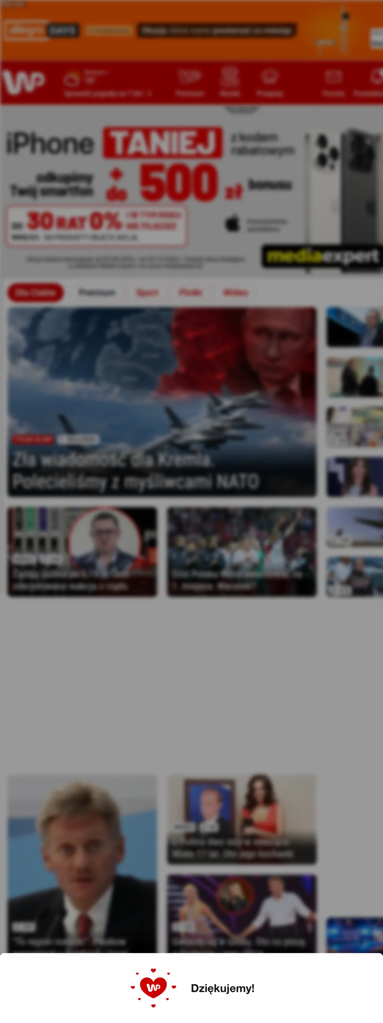 Screenshot of the Wirtualna Polska front page