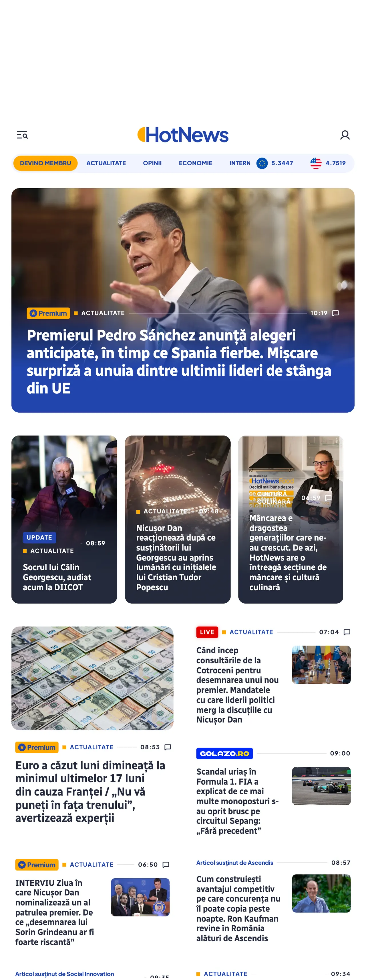 Screenshot of the HotNews.ro front page