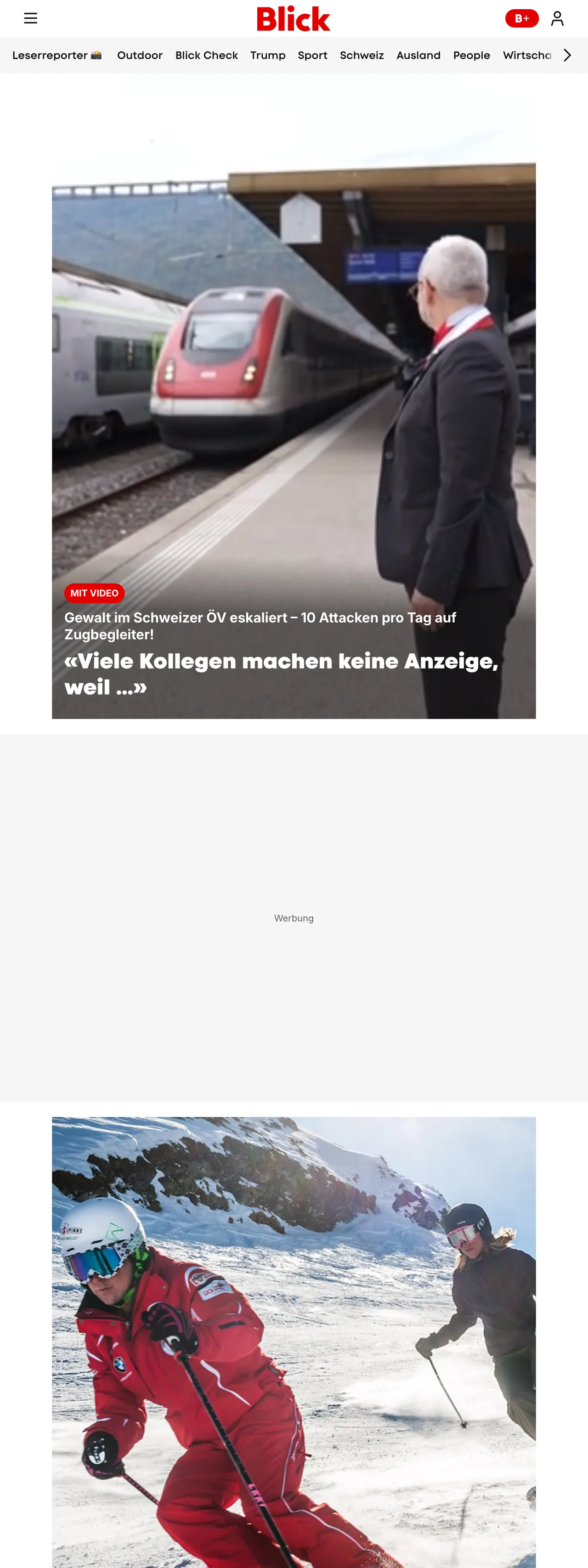 Screenshot of the Blick front page