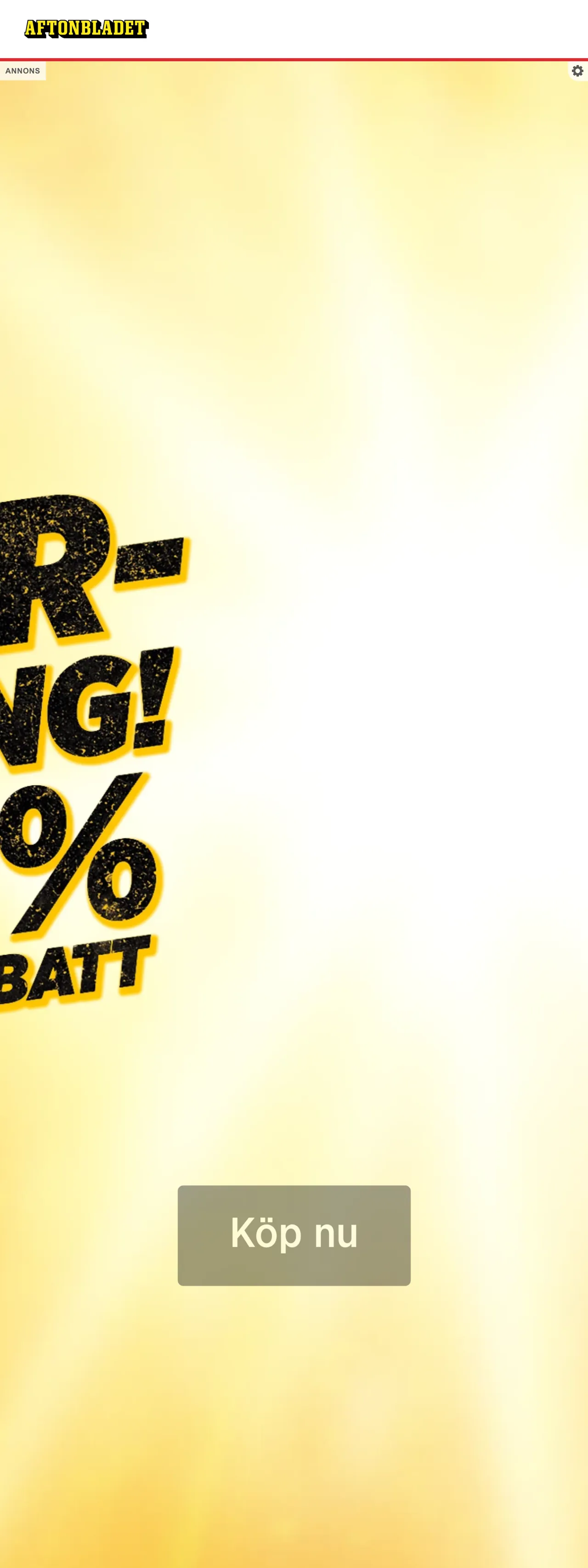 Screenshot of the Aftonbladet front page
