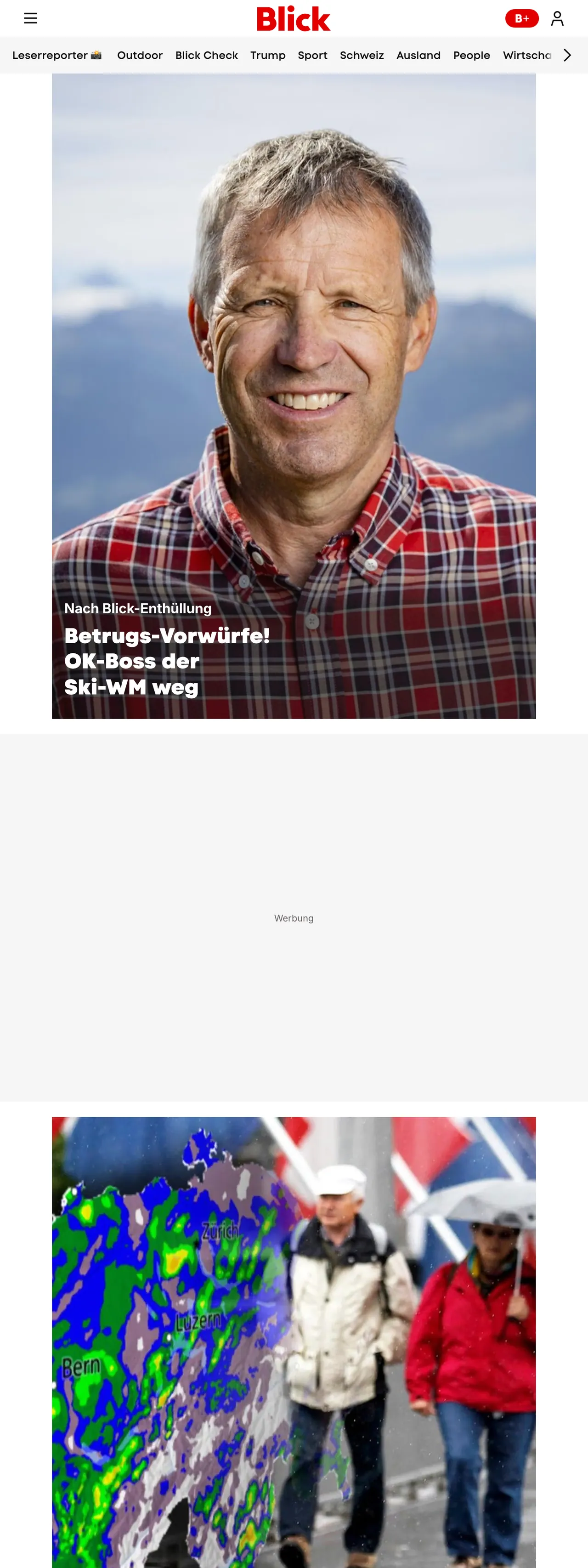 Screenshot of the Blick front page