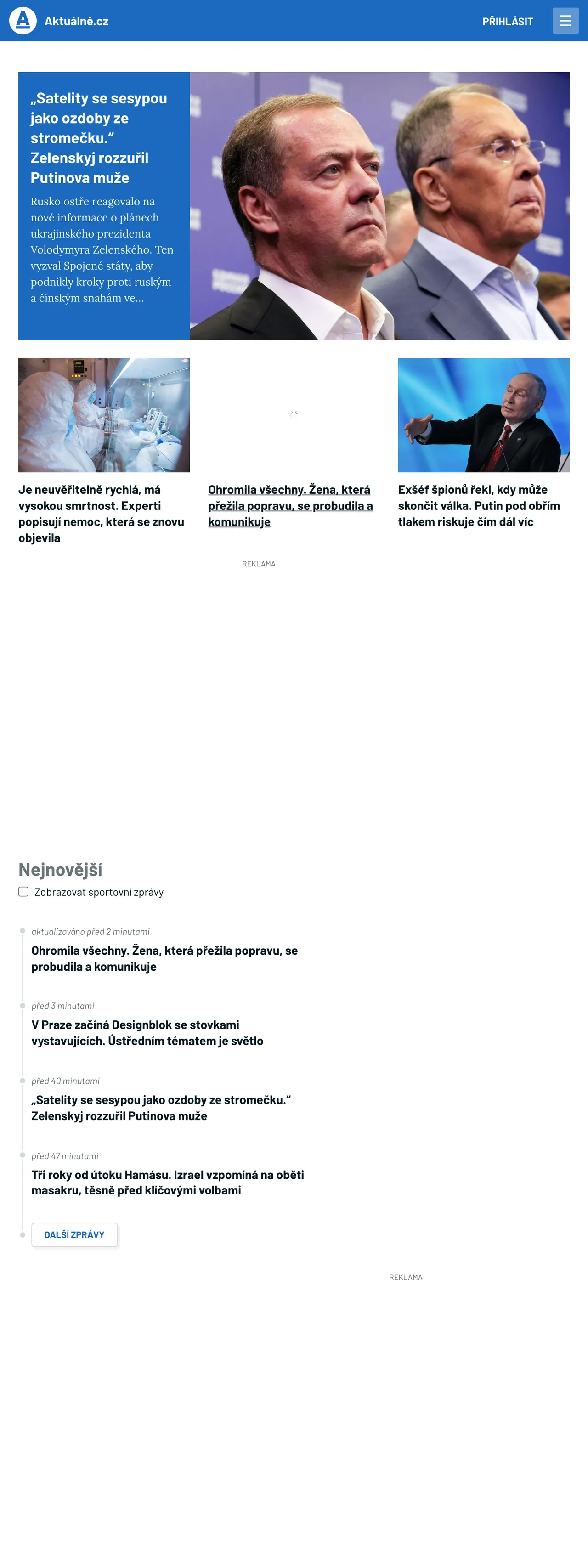 Screenshot of the Aktuálně.cz front page