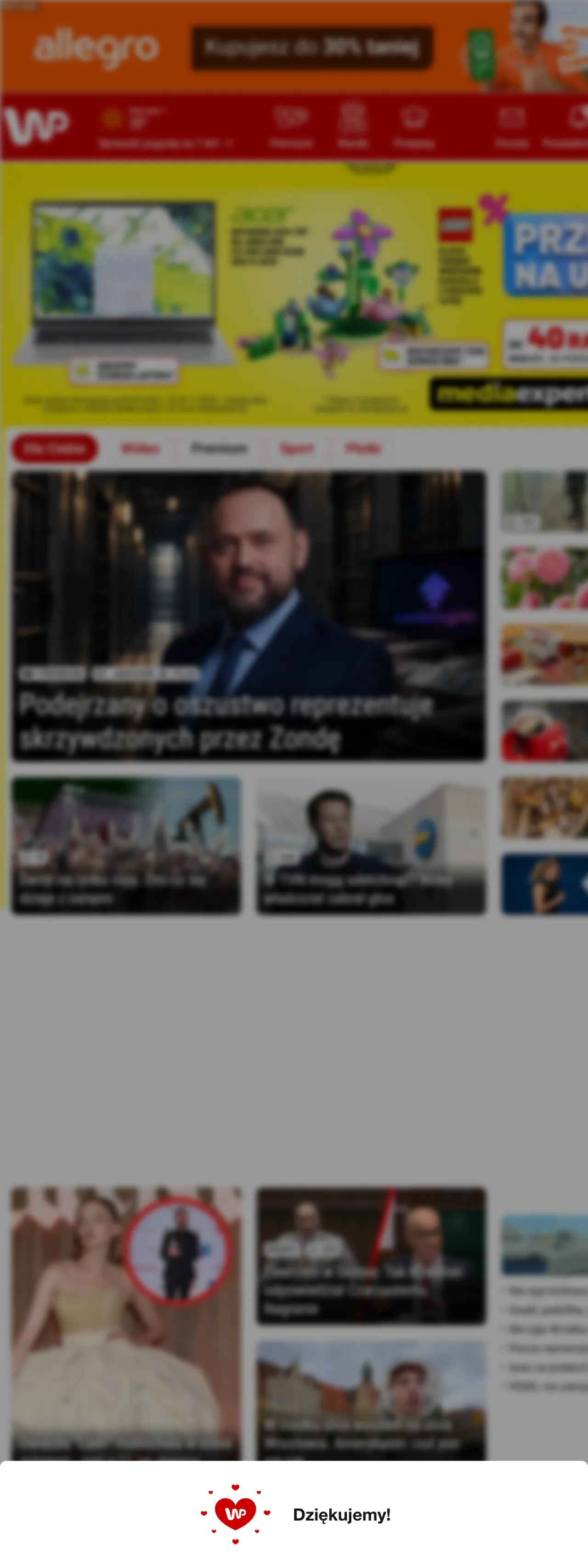 Screenshot of the Wirtualna Polska front page