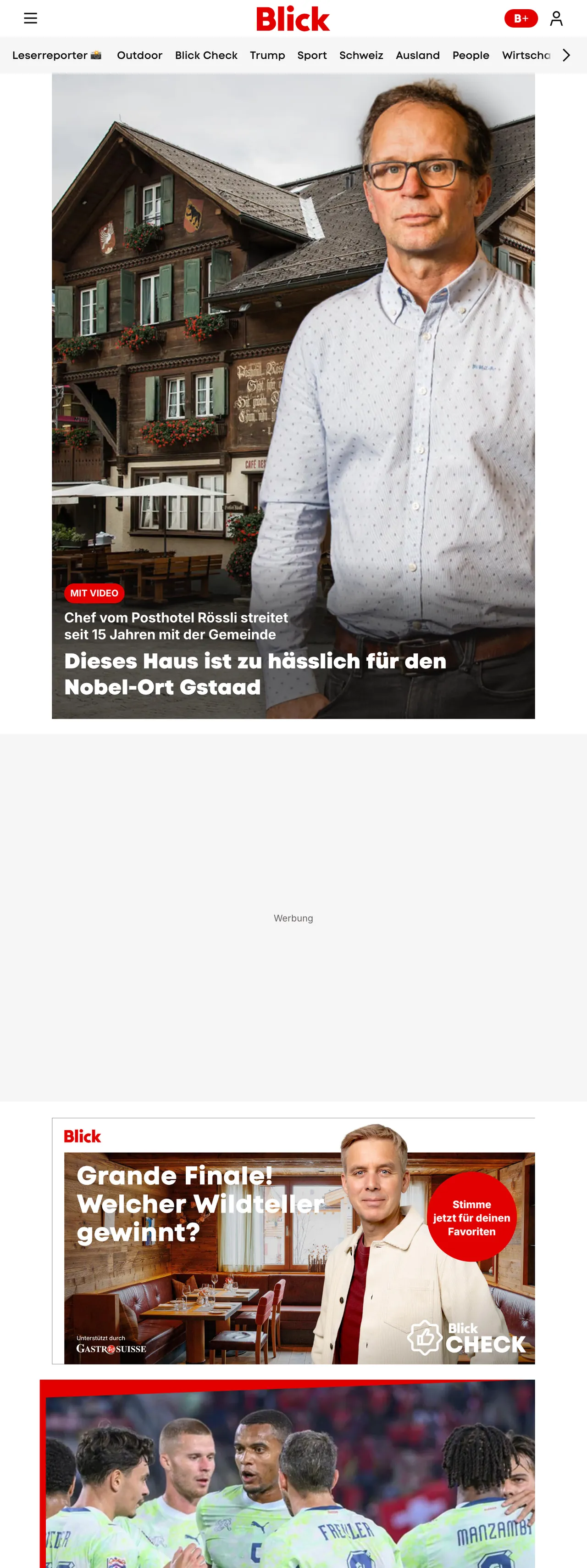 Screenshot of the Blick front page