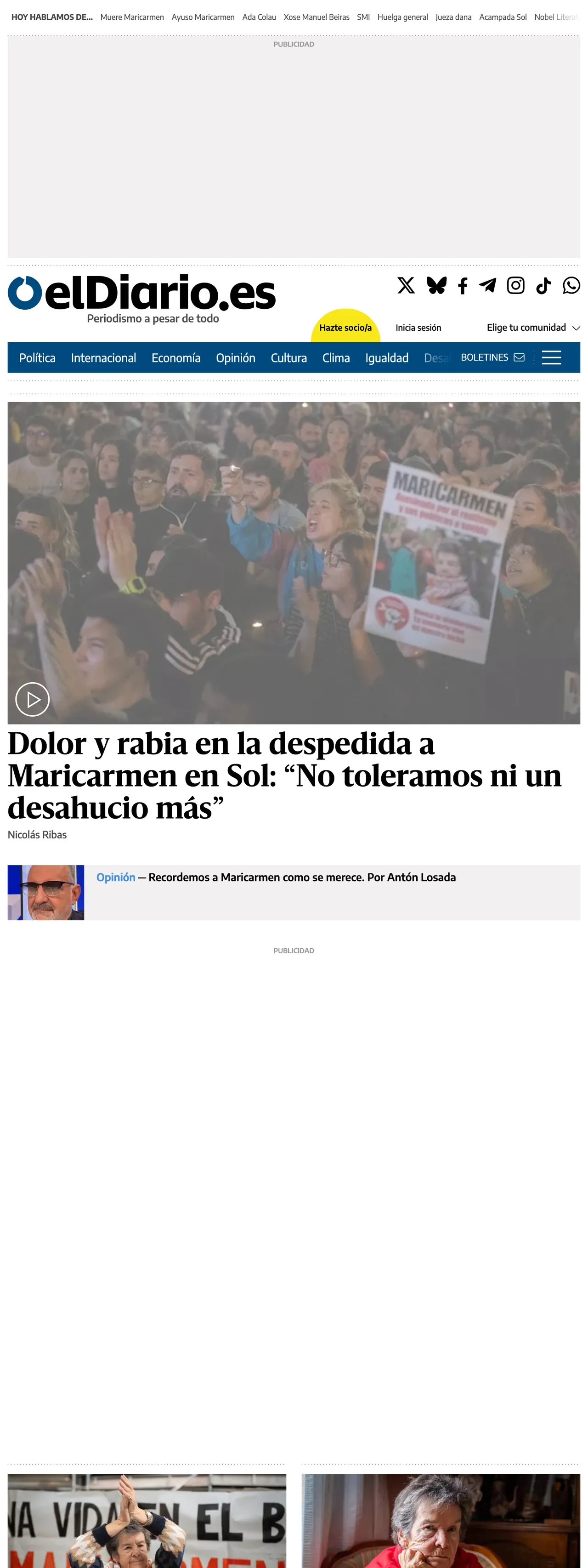 Screenshot of the elDiario.es front page