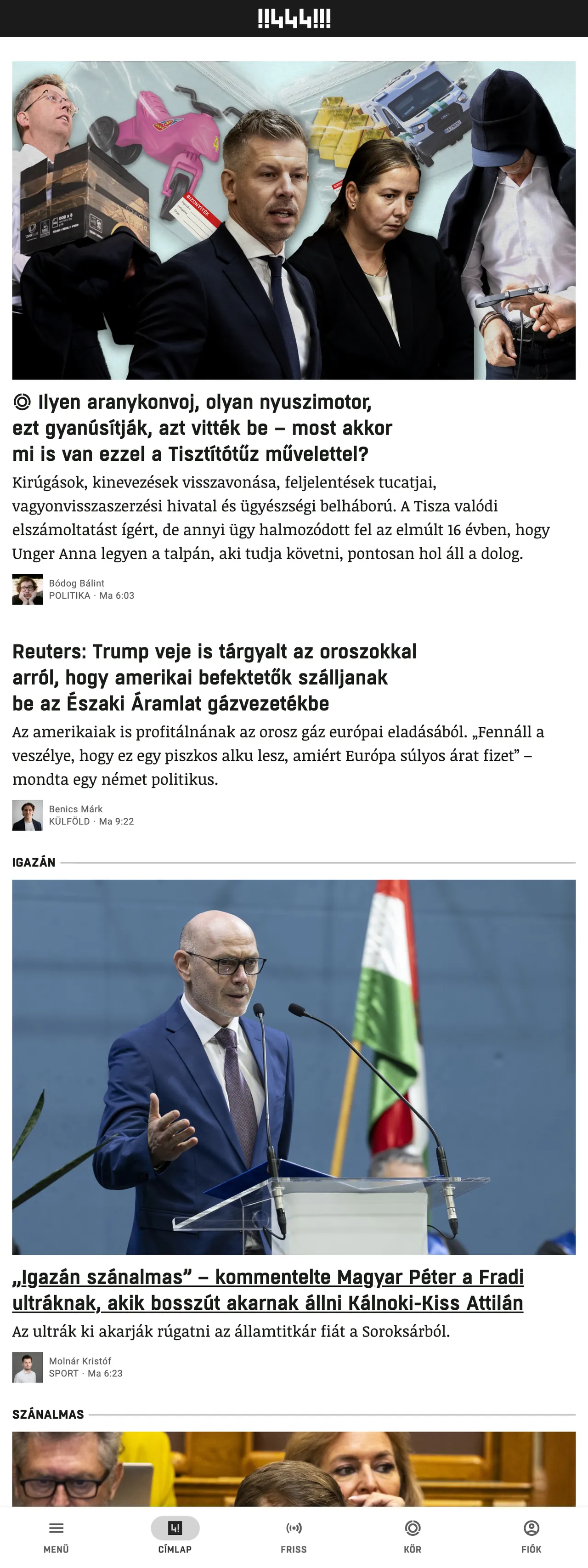 Screenshot of the 444 front page