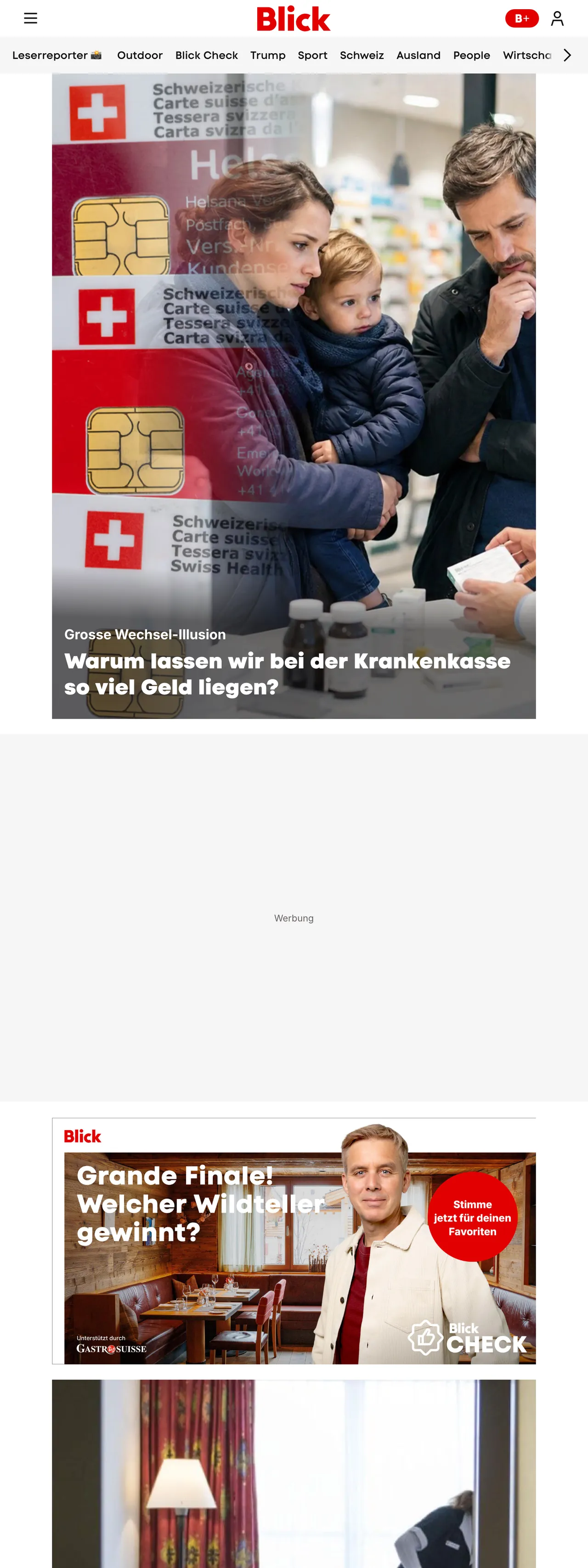 Screenshot of the Blick front page