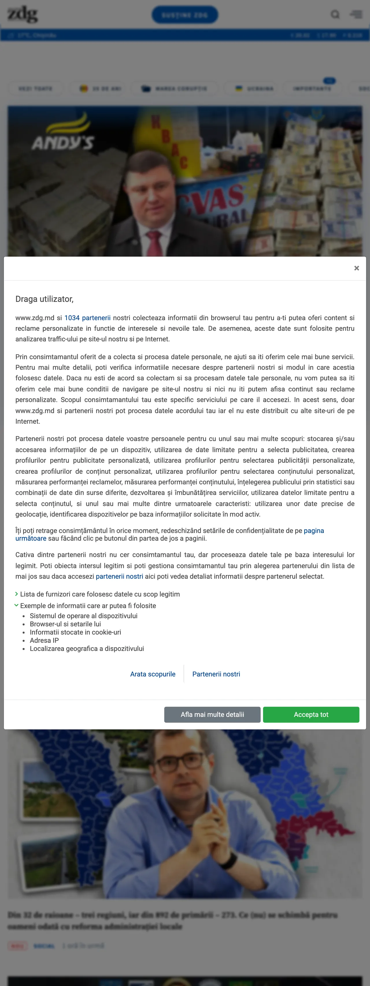 Screenshot of the Ziarul de Gardă front page