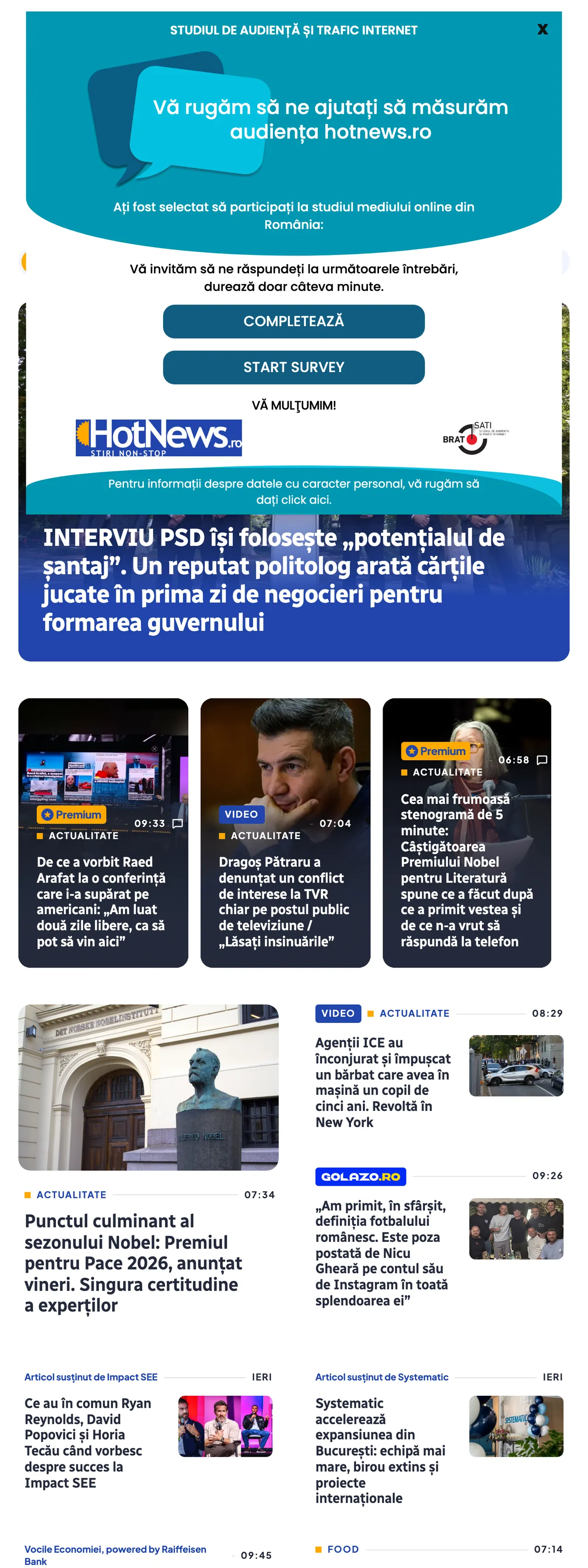 Screenshot of the HotNews.ro front page