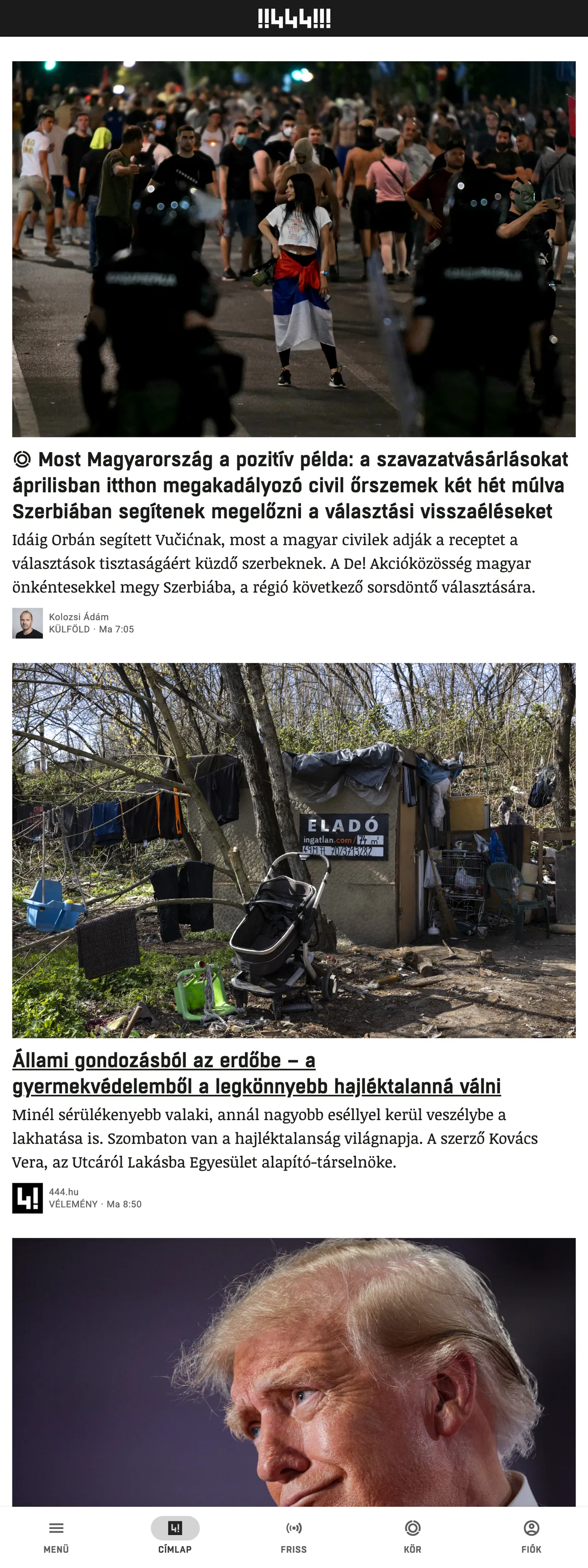 Screenshot of the 444 front page