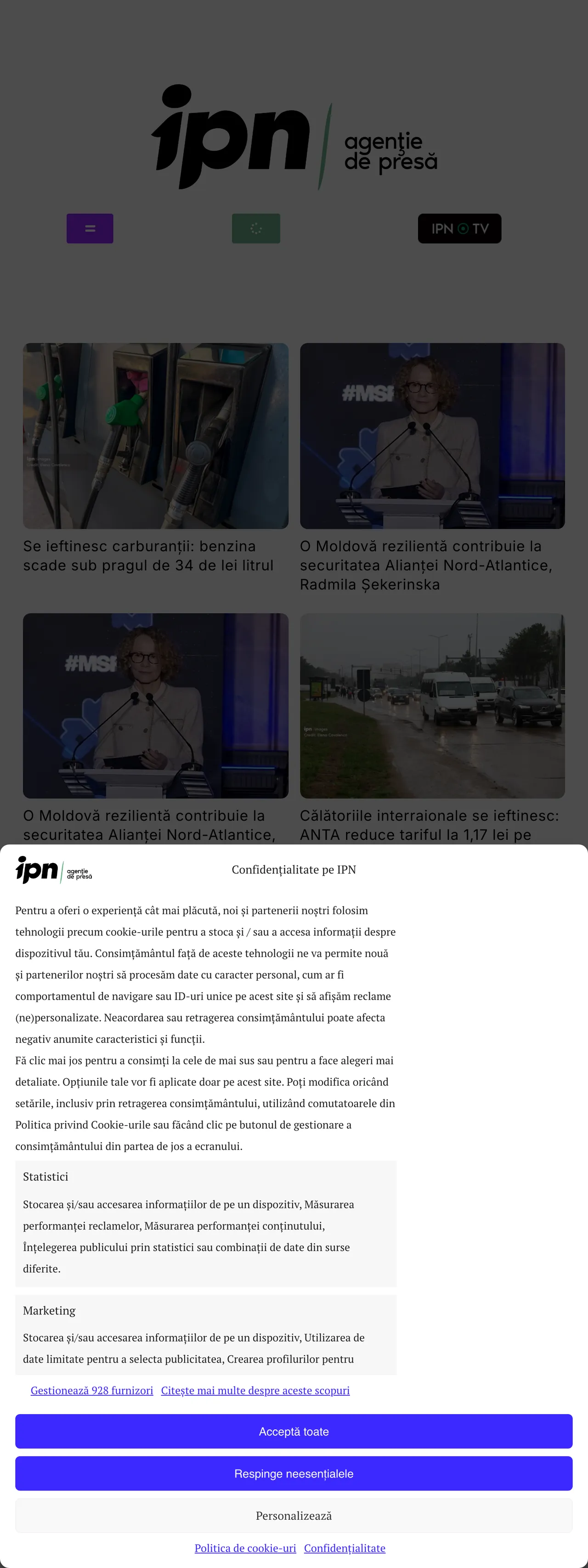 Screenshot of the IPN front page