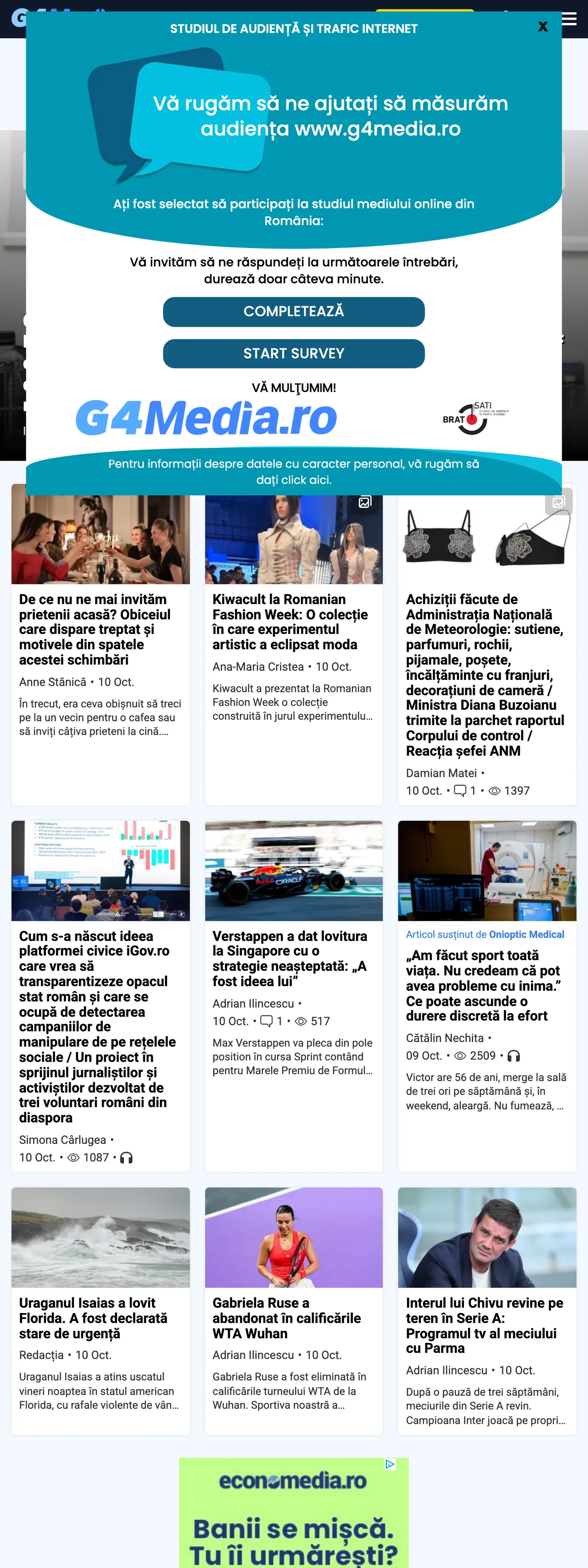 Screenshot of the G4Media front page