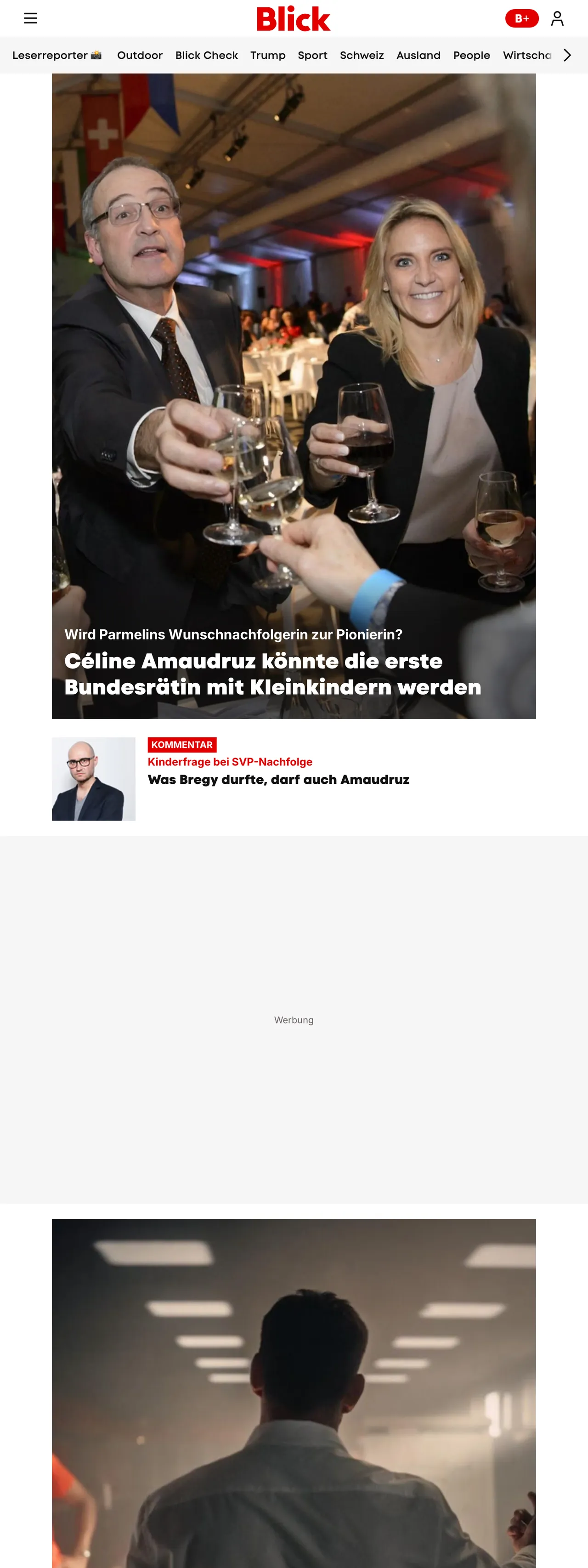 Screenshot of the Blick front page