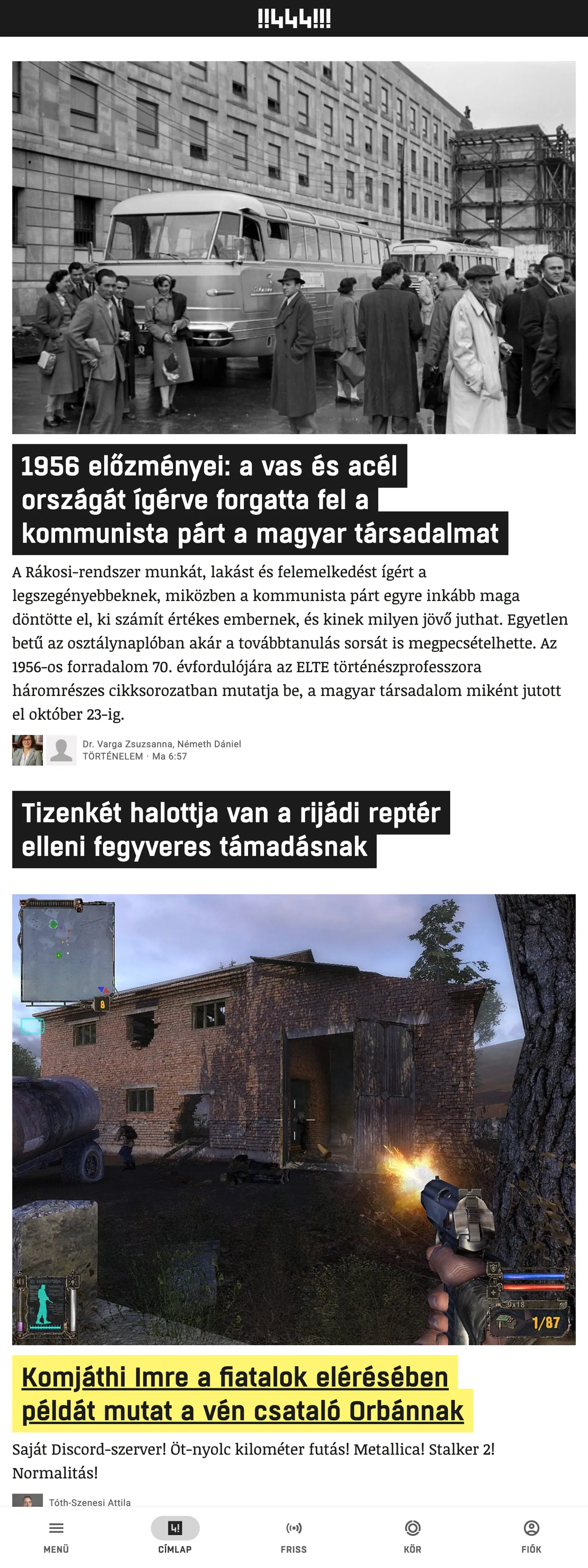 Screenshot of the 444 front page