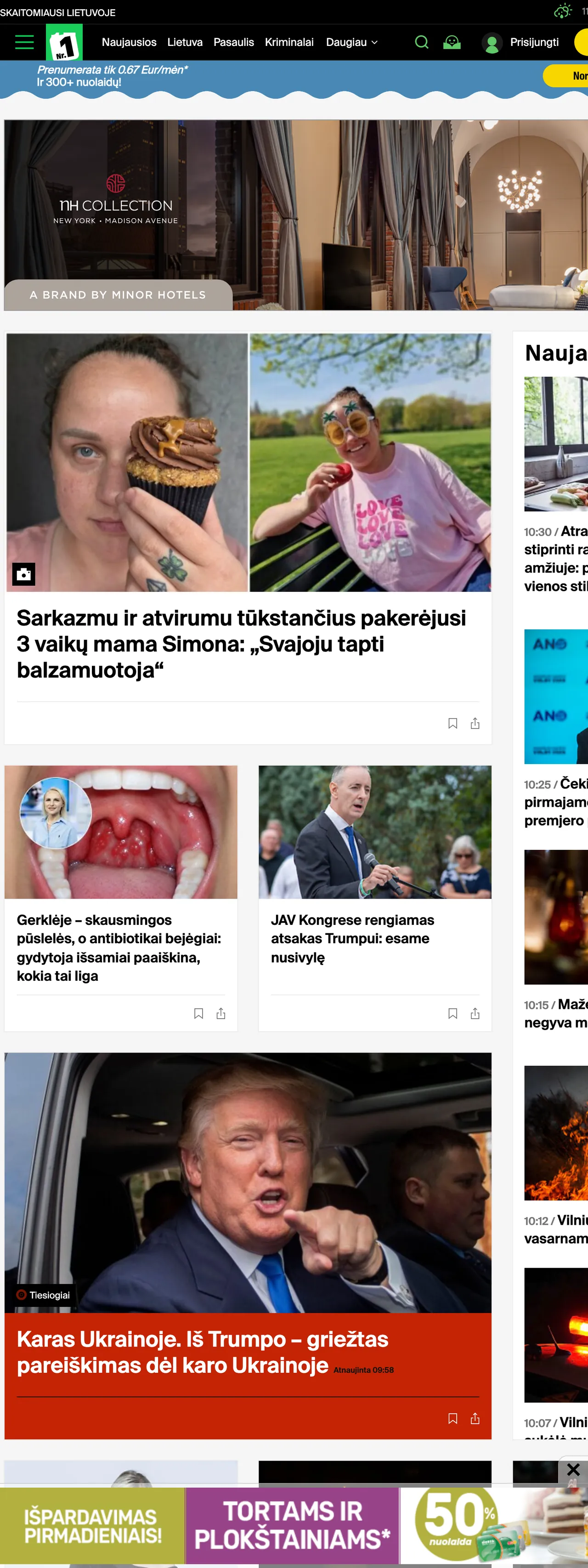 Screenshot of the 15min front page