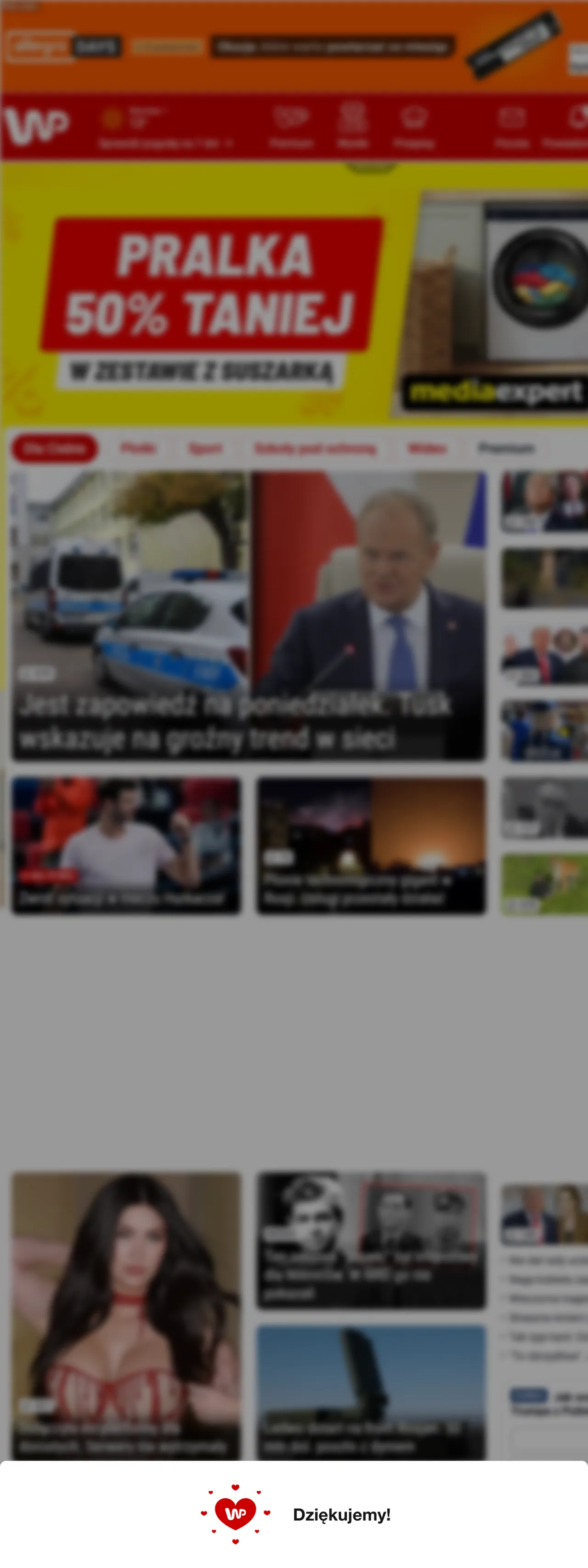 Screenshot of the Wirtualna Polska front page