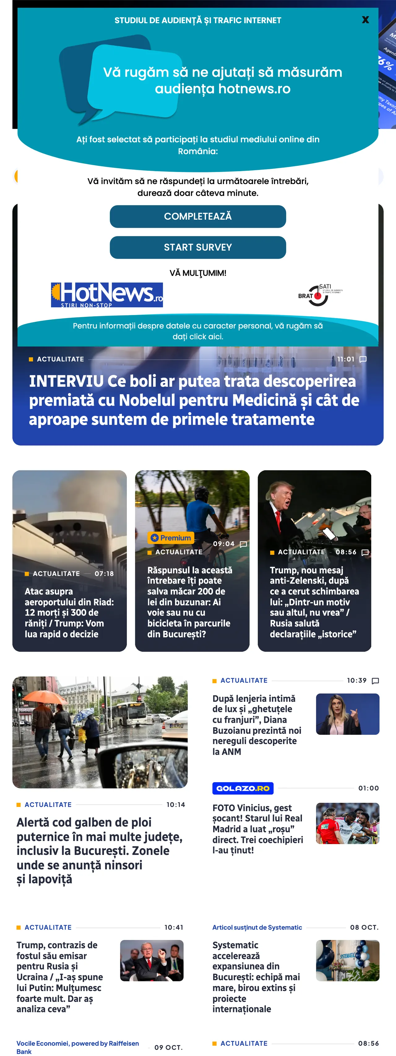 Screenshot of the HotNews.ro front page