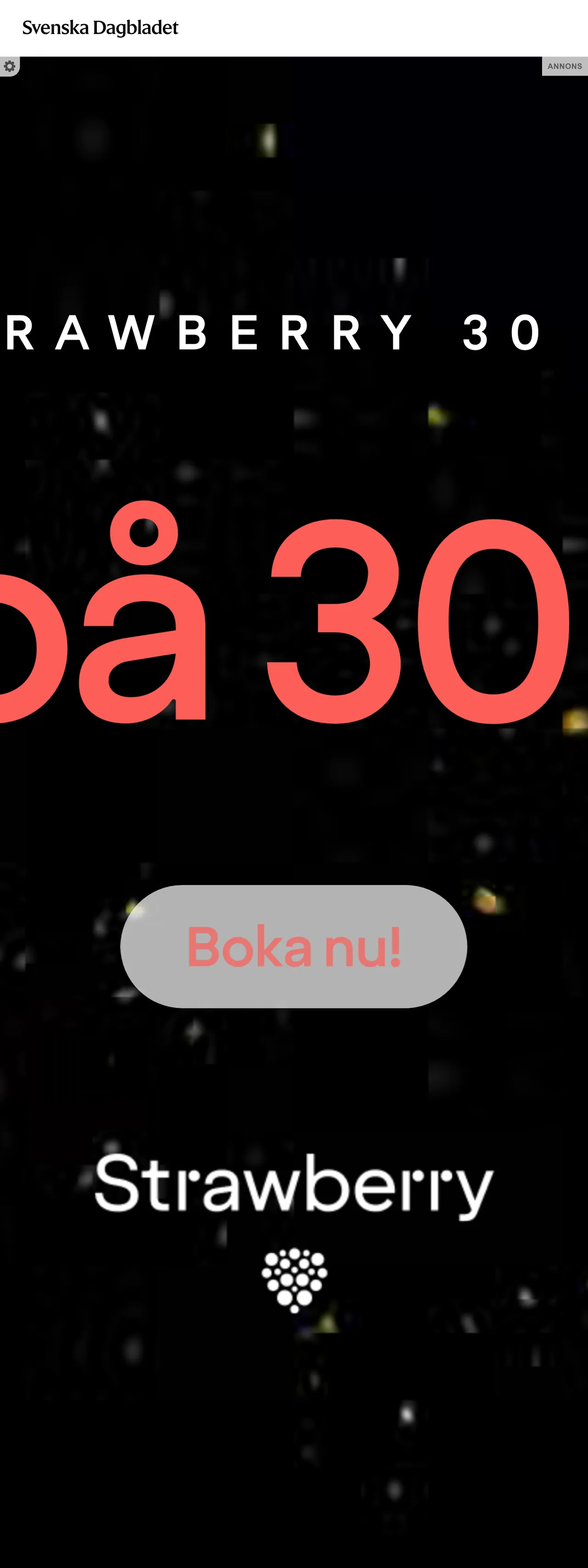 Screenshot of the Svenska Dagbladet front page