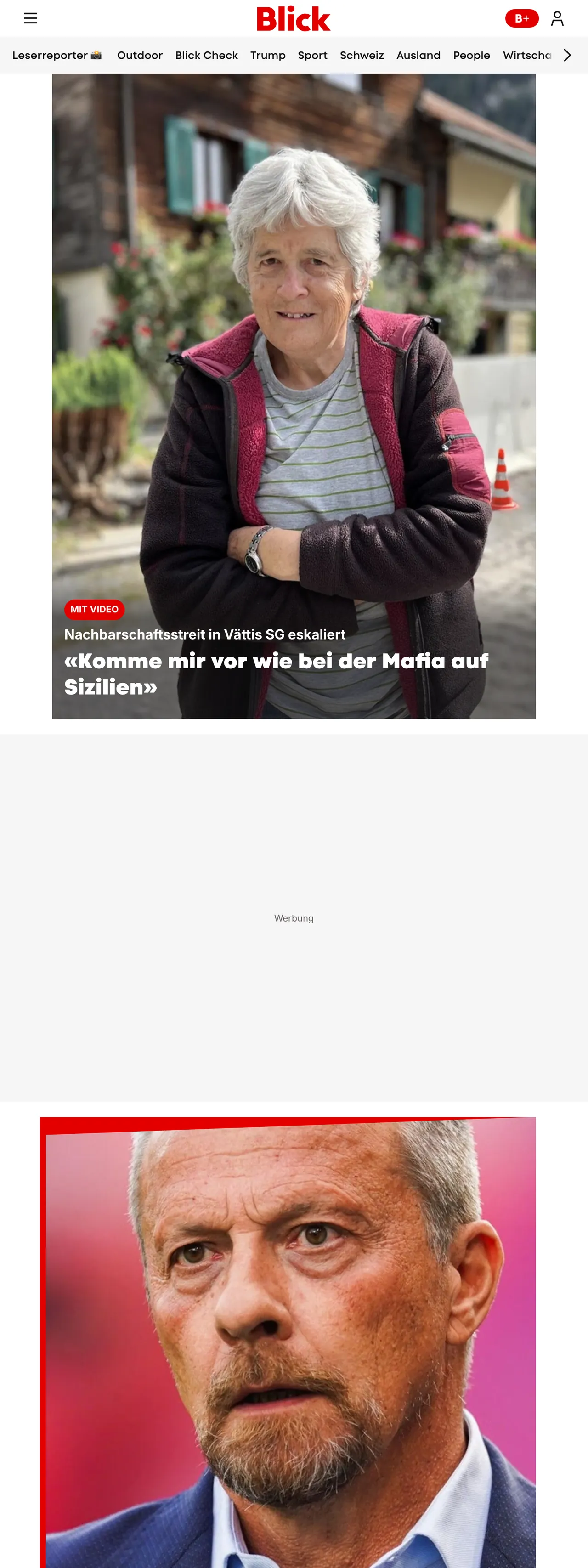 Screenshot of the Blick front page