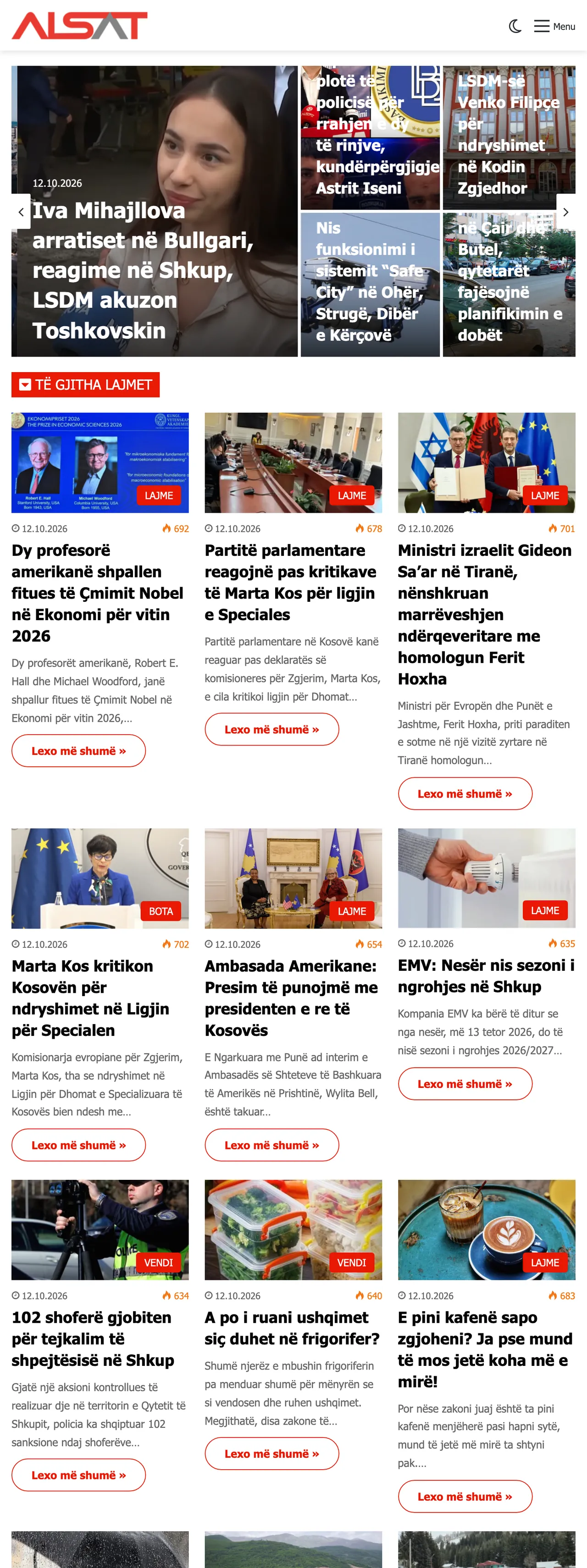 Screenshot of the ALSAT front page