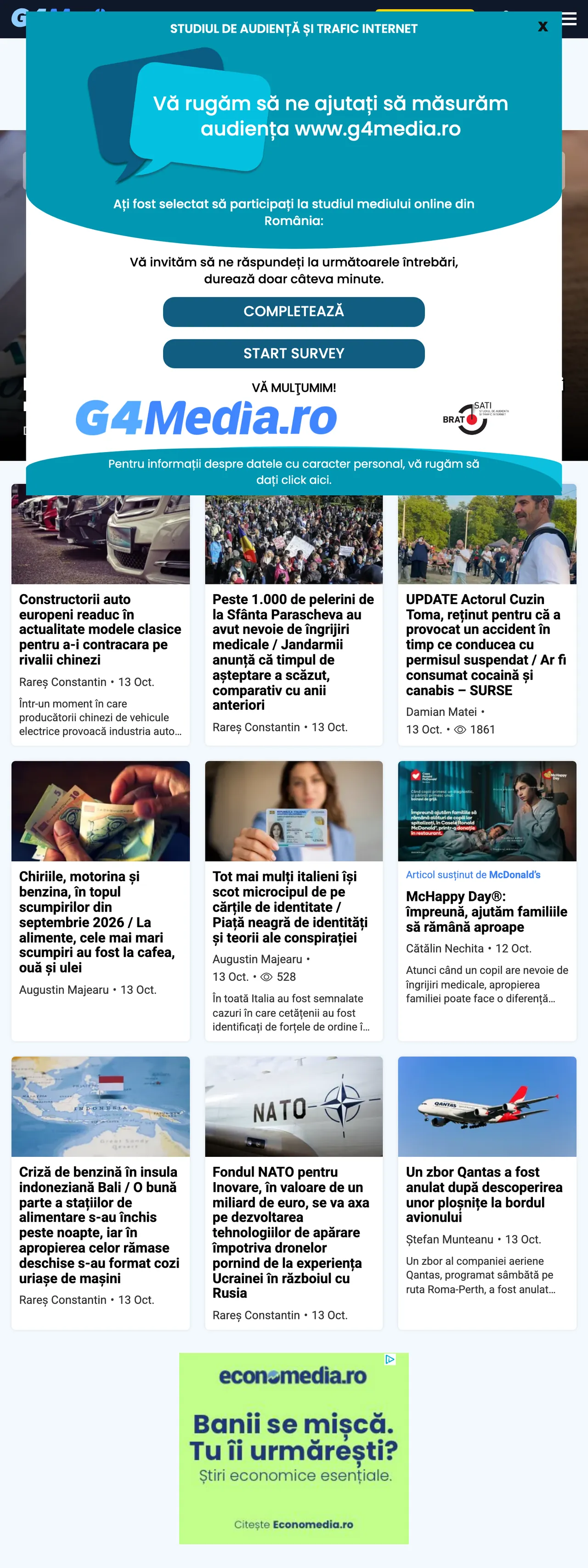 Screenshot of the G4Media front page