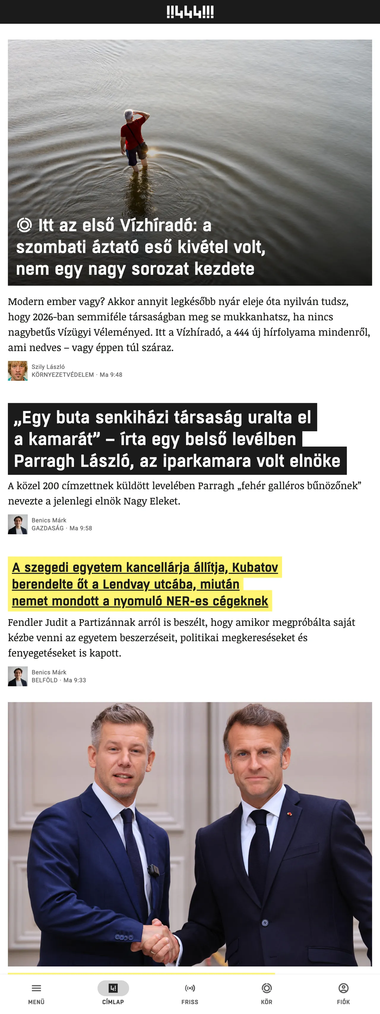 Screenshot of the 444 front page