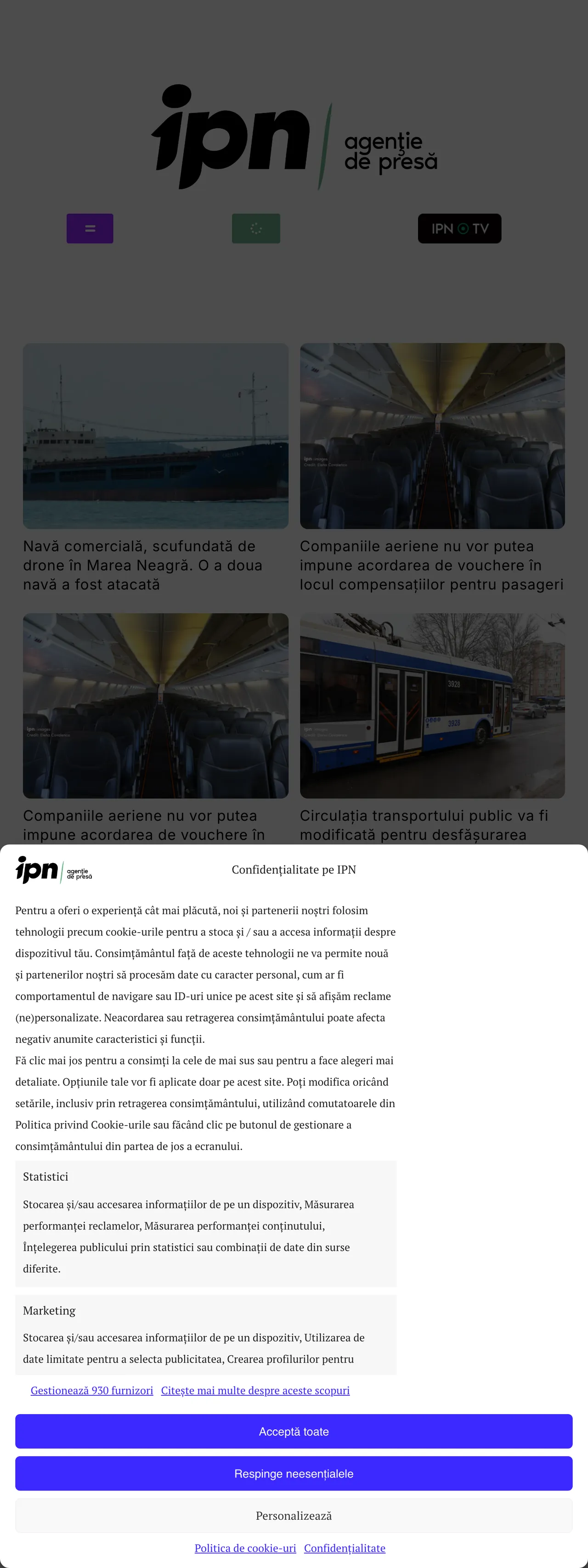 Screenshot of the IPN front page