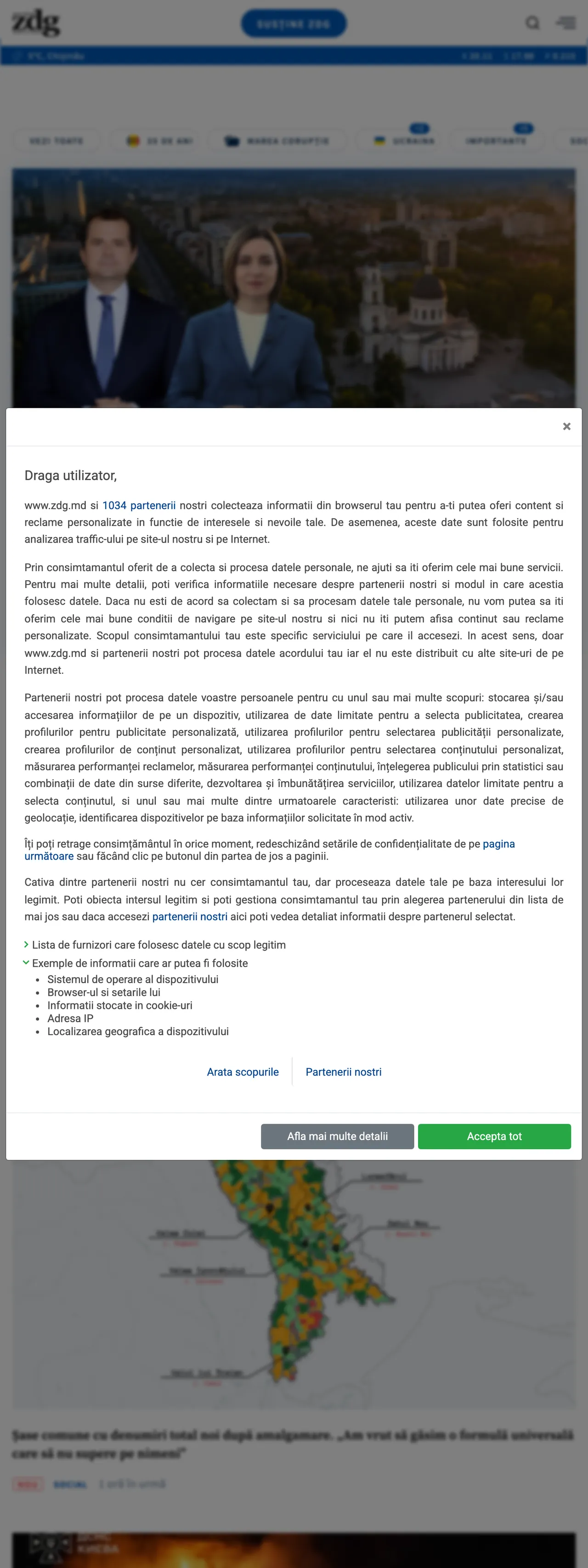 Screenshot of the Ziarul de Gardă front page