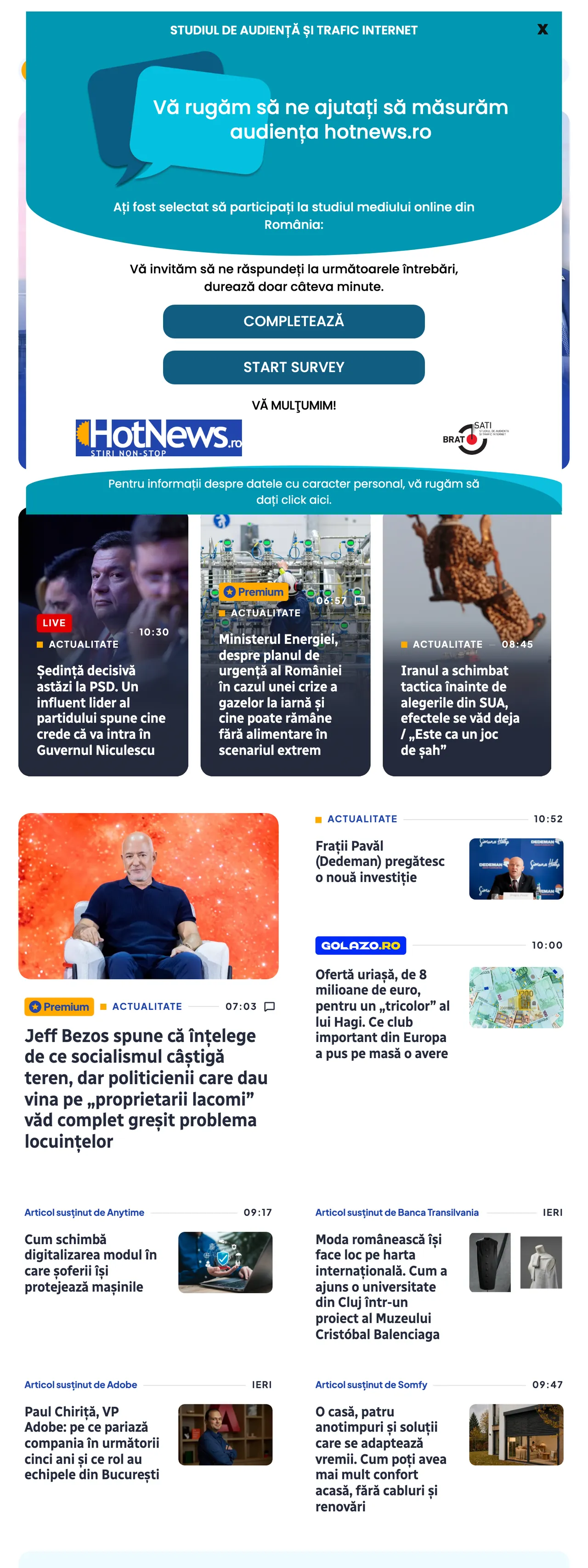 Screenshot of the HotNews.ro front page