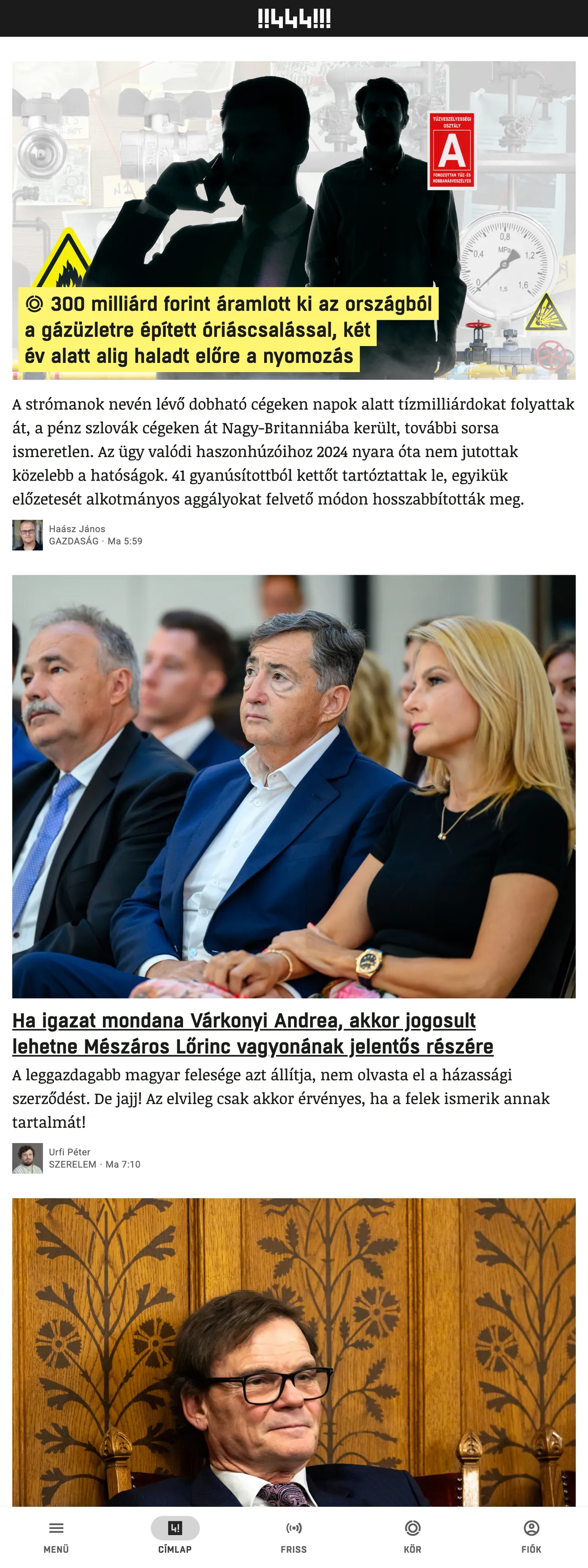 Screenshot of the 444 front page