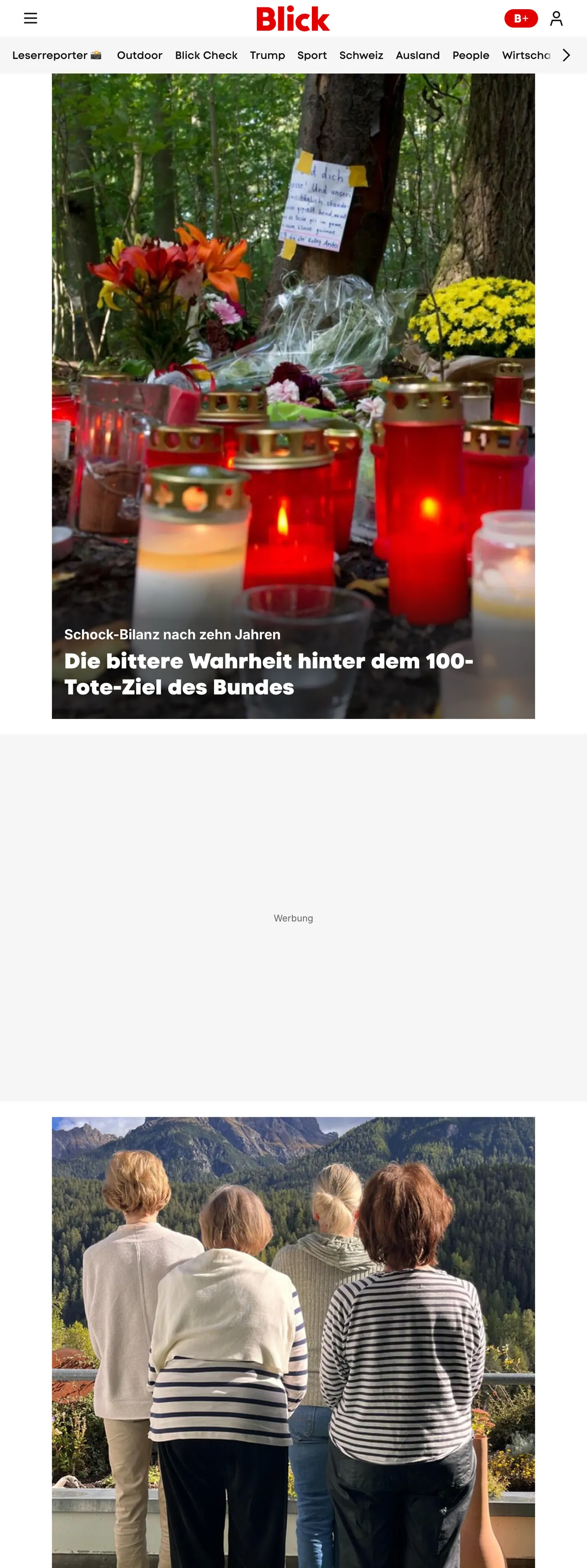 Screenshot of the Blick front page