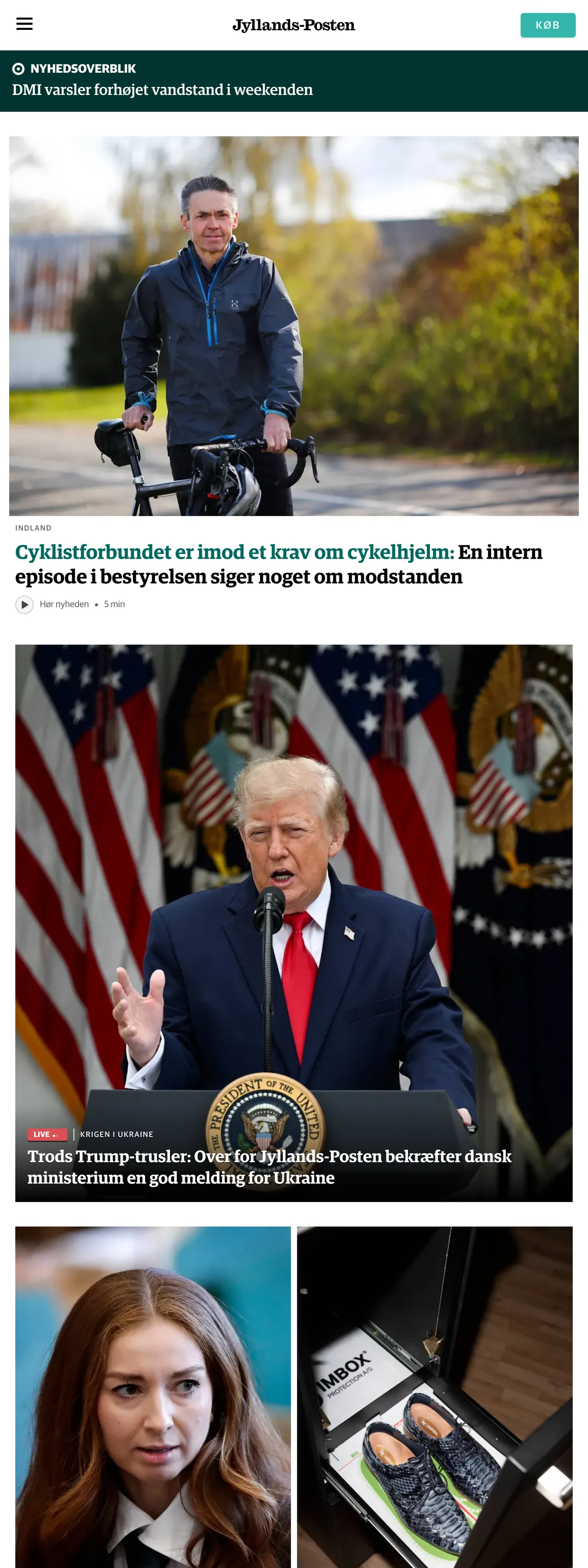 Screenshot of the Jyllands-Posten front page