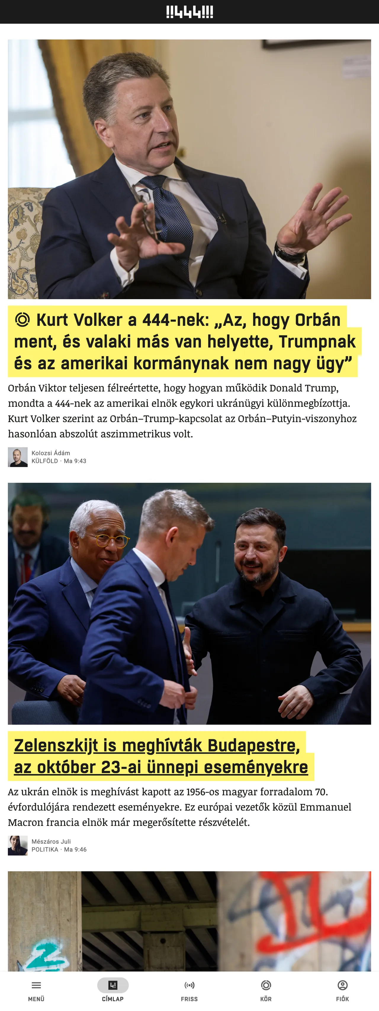 Screenshot of the 444 front page