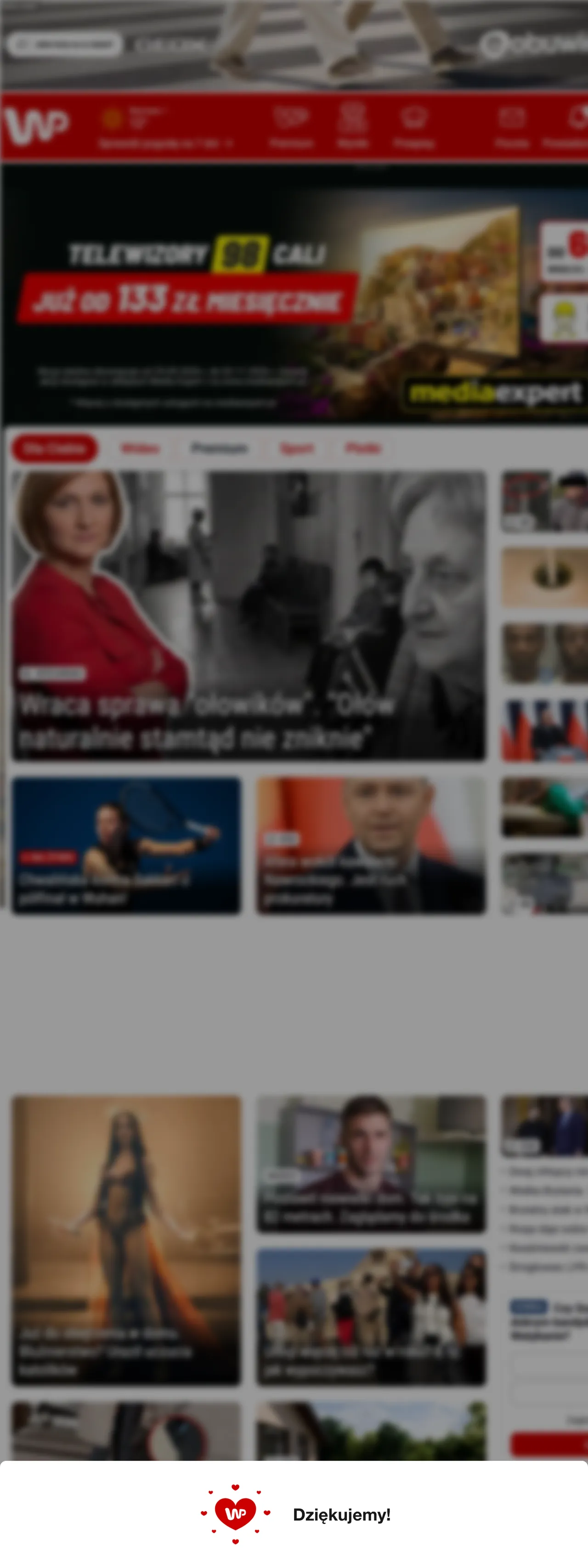 Screenshot of the Wirtualna Polska front page