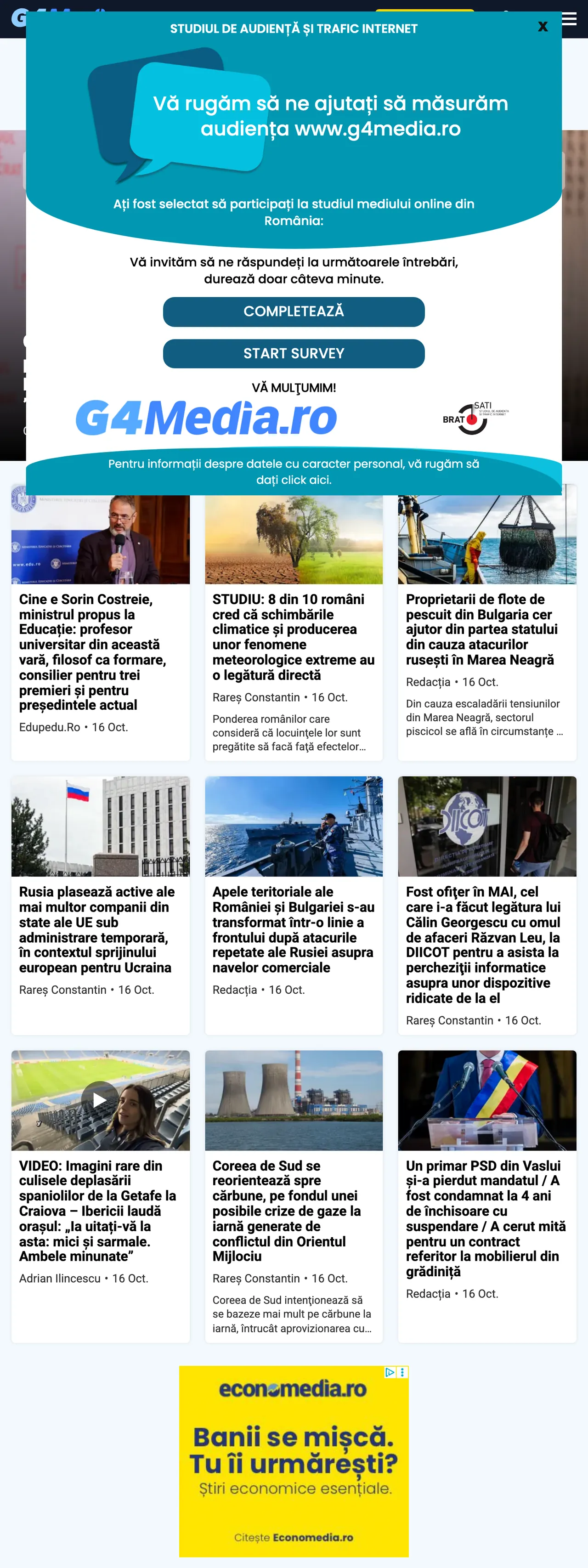 Screenshot of the G4Media front page