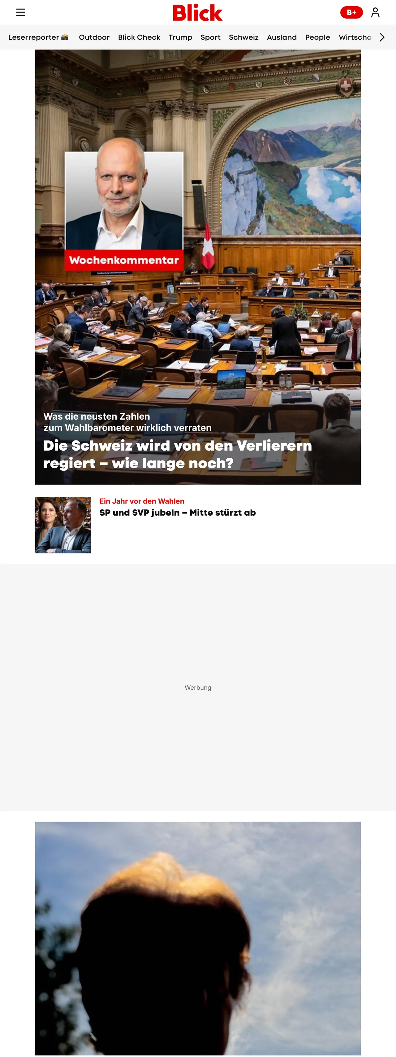 Screenshot of the Blick front page