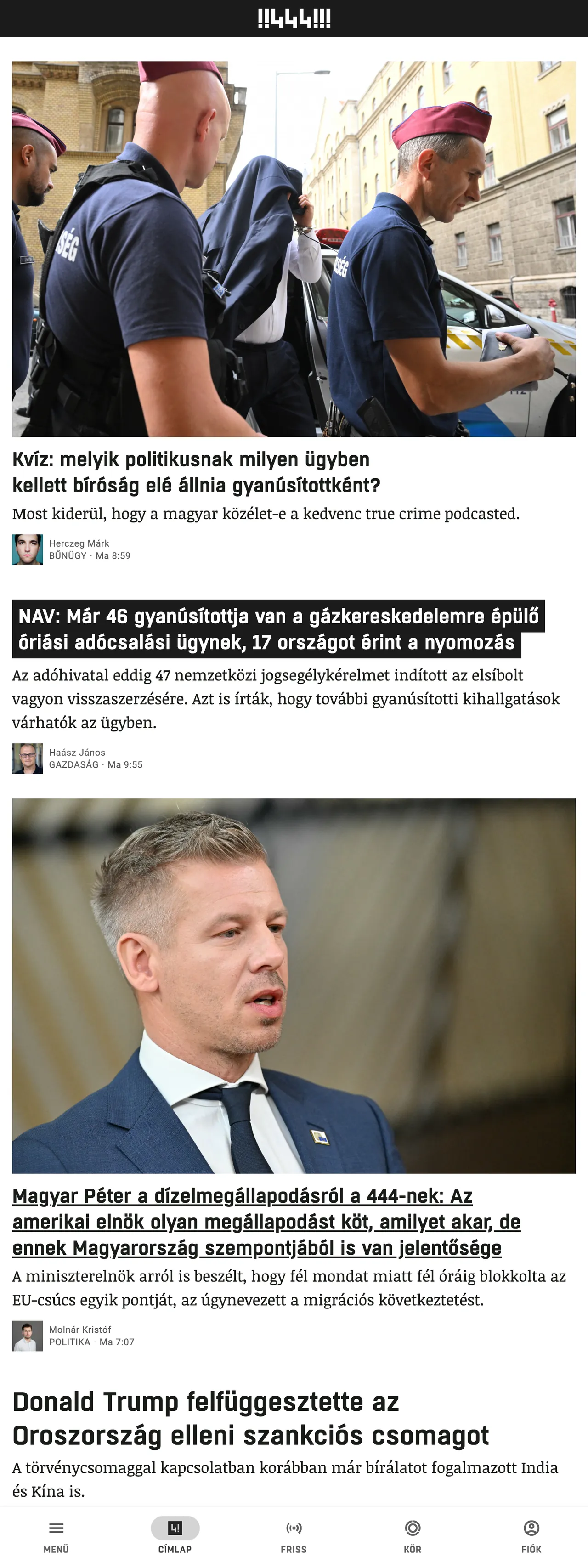 Screenshot of the 444 front page