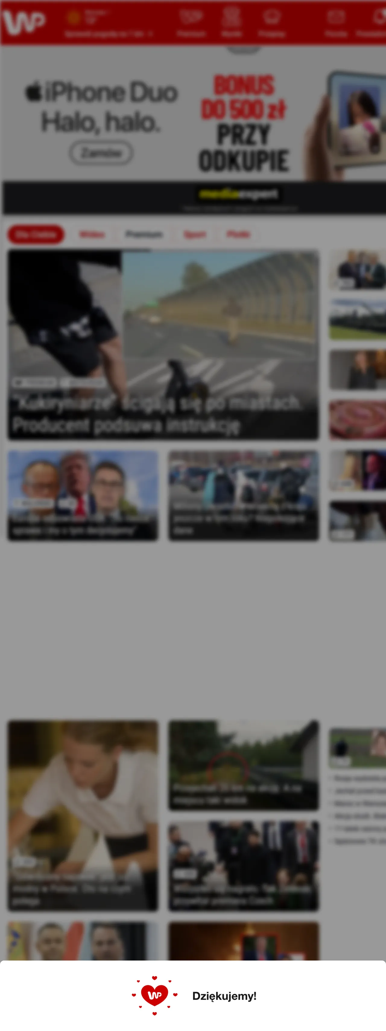 Screenshot of the Wirtualna Polska front page