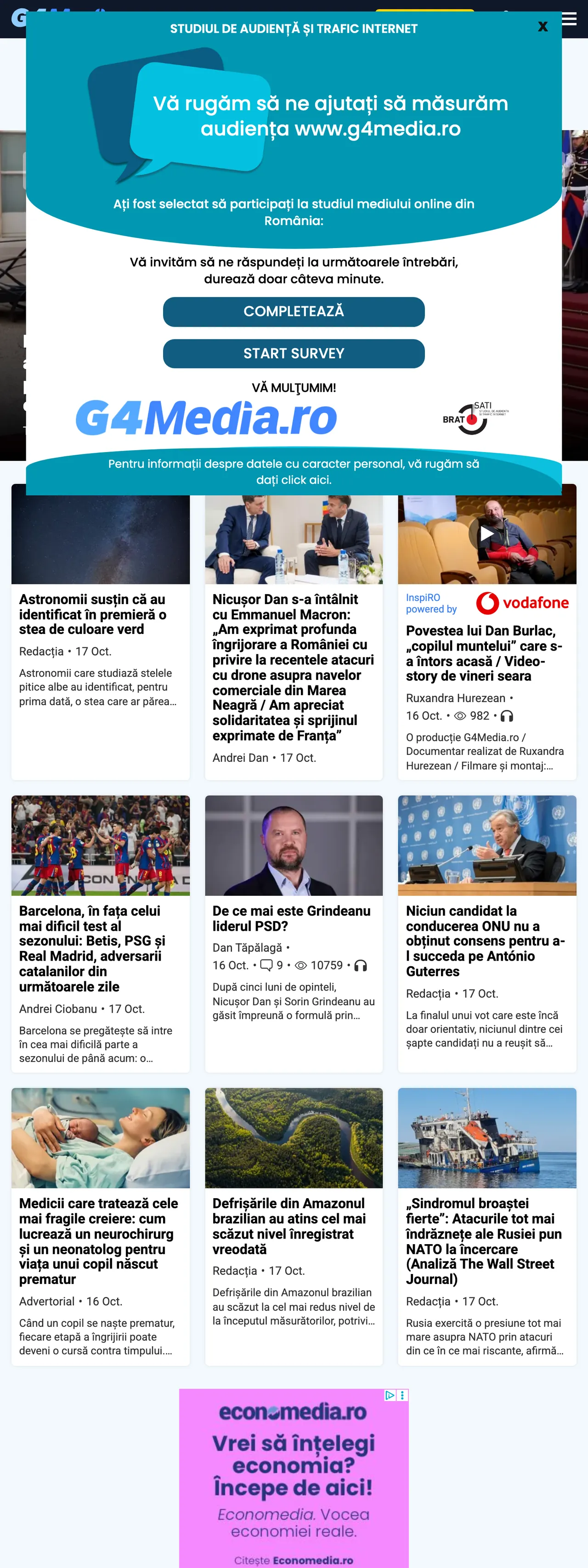 Screenshot of the G4Media front page