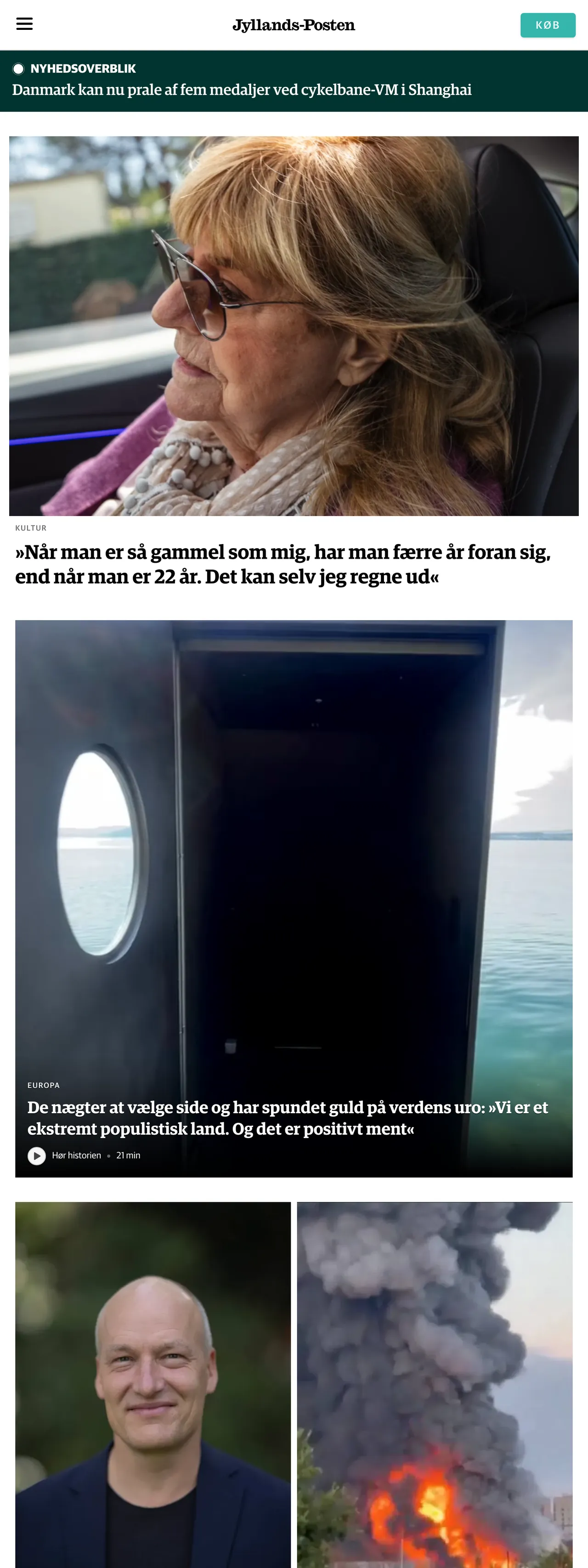 Screenshot of the Jyllands-Posten front page