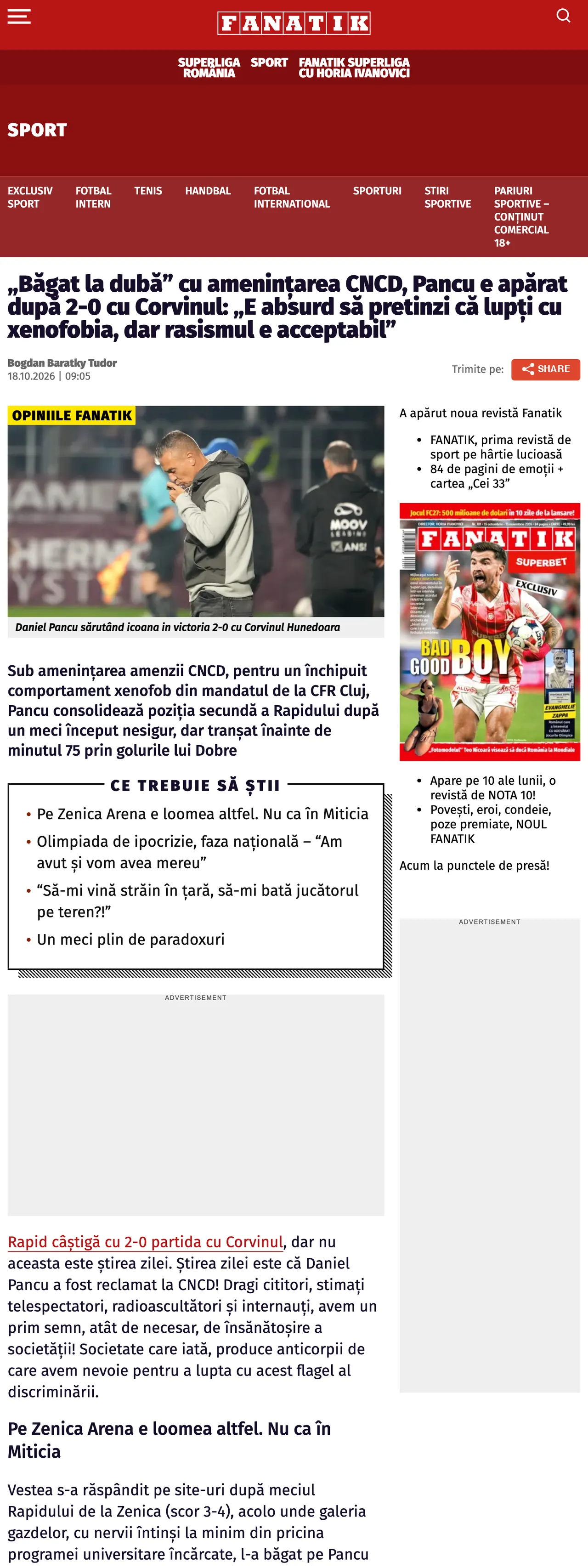 Screenshot of the Adevărul front page