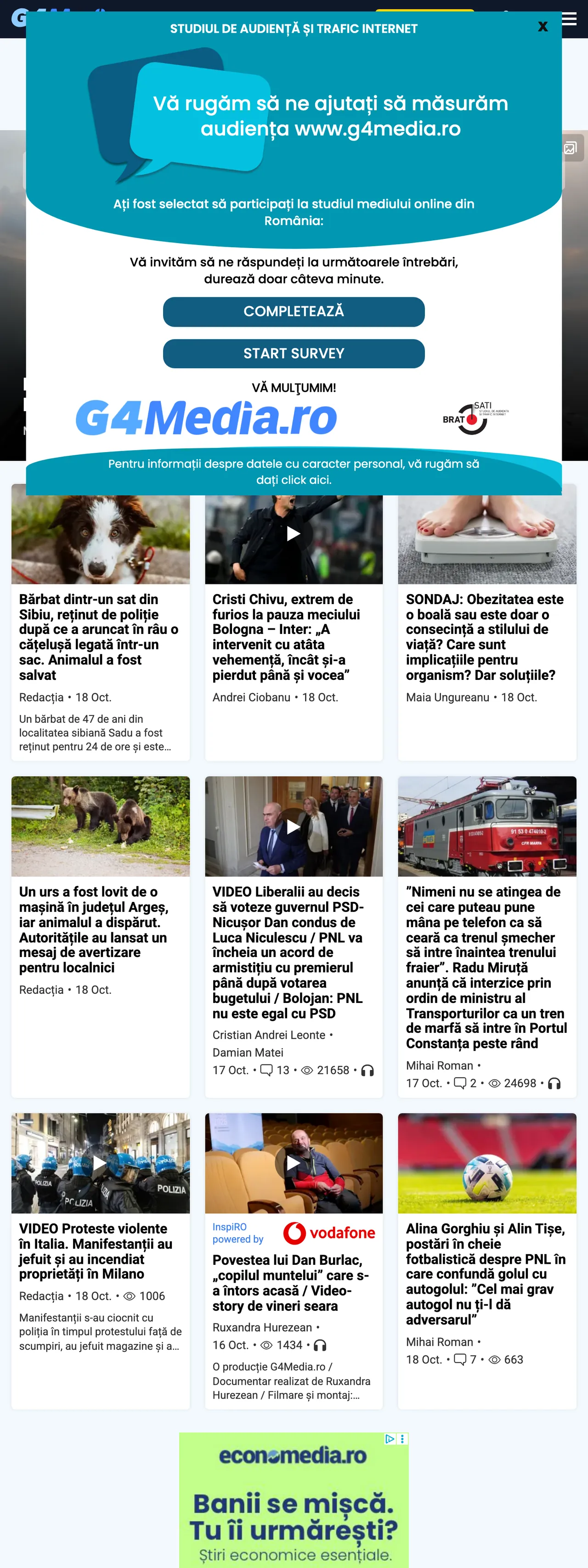 Screenshot of the G4Media front page