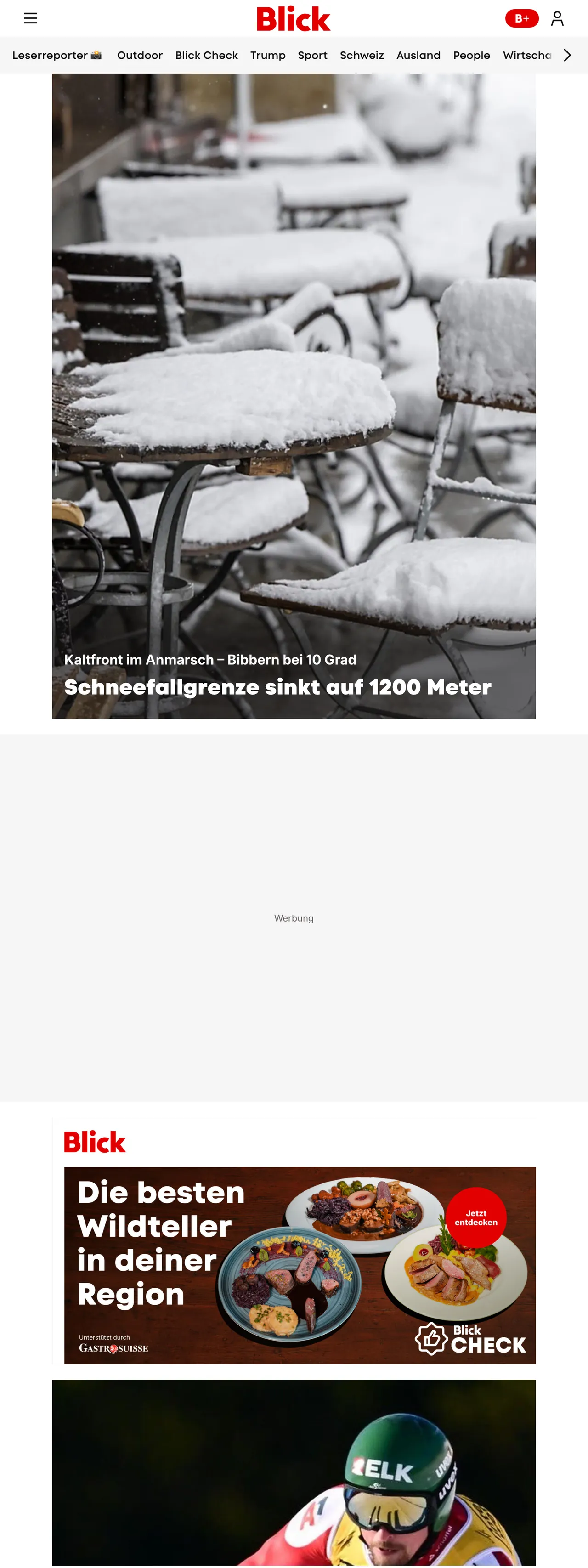 Screenshot of the Blick front page