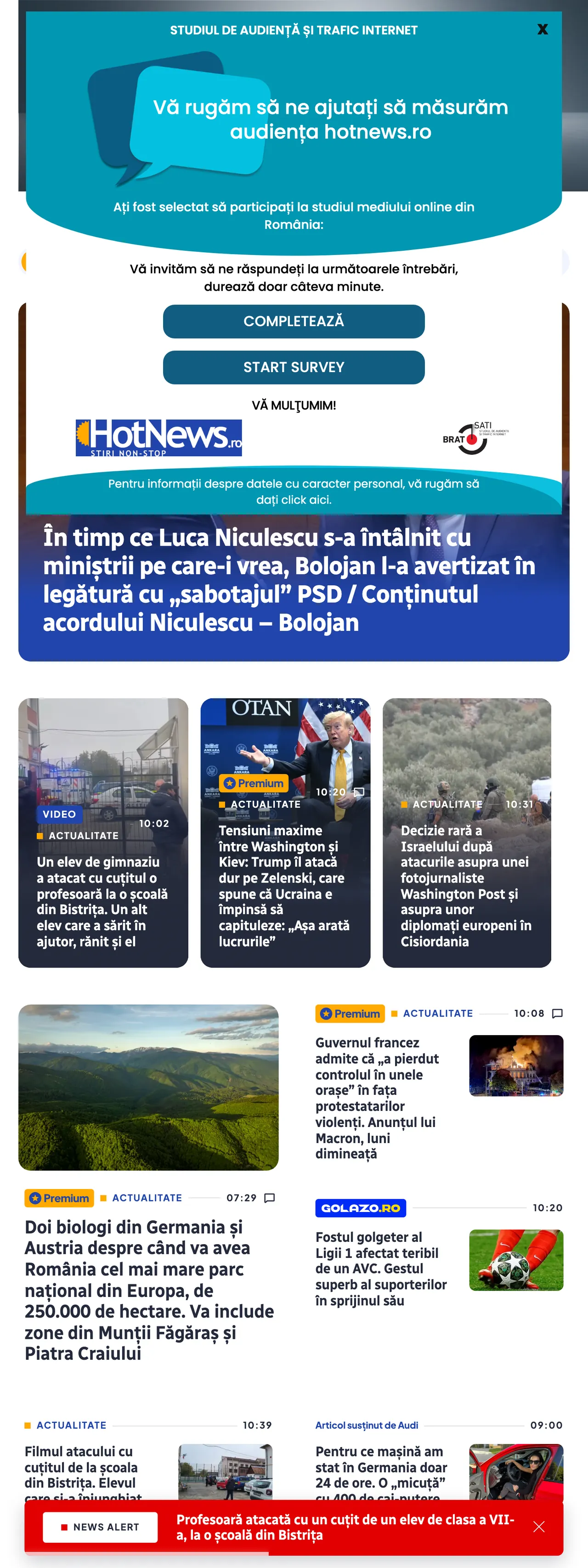 Screenshot of the HotNews.ro front page