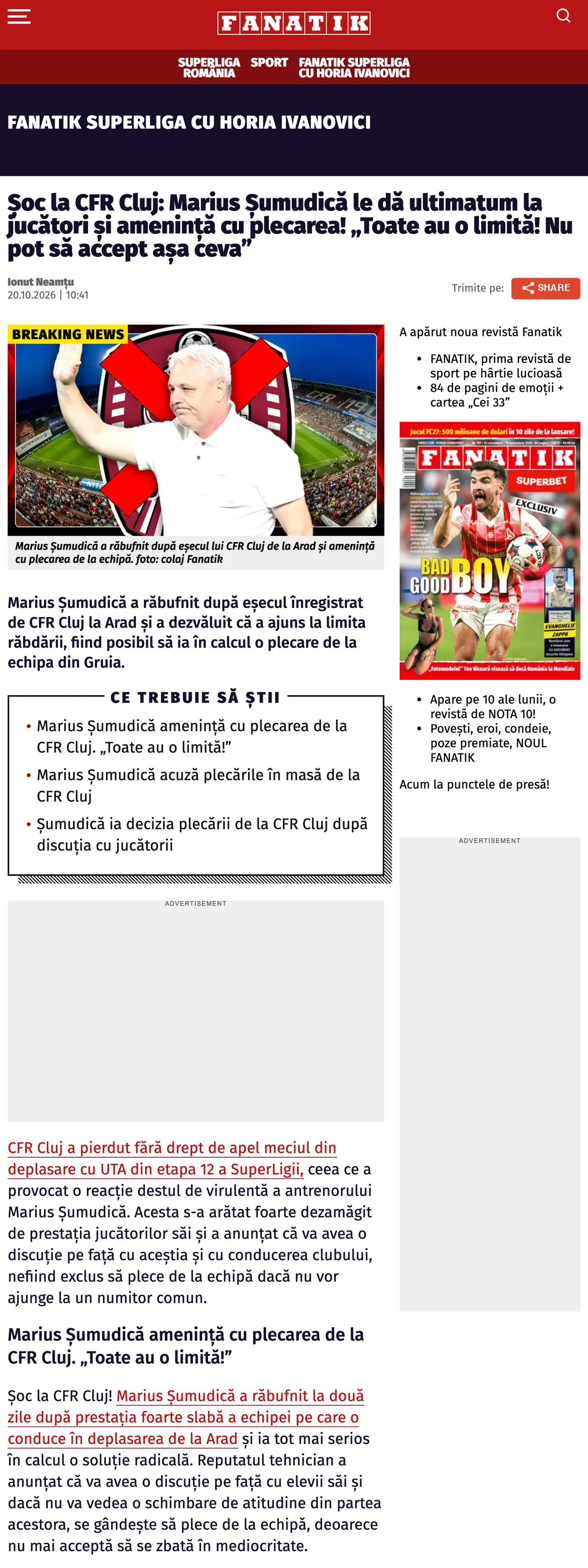Screenshot of the Adevărul front page