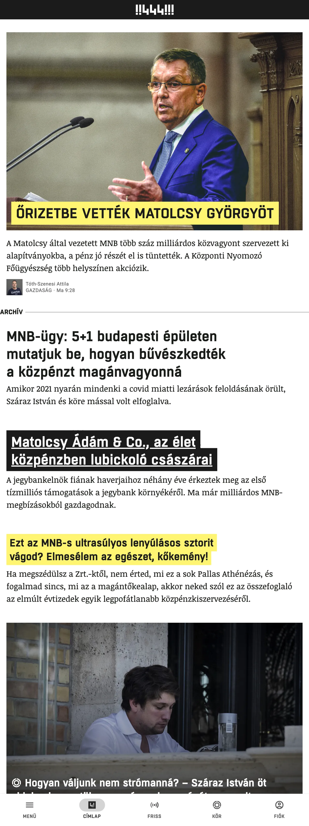 Screenshot of the 444 front page