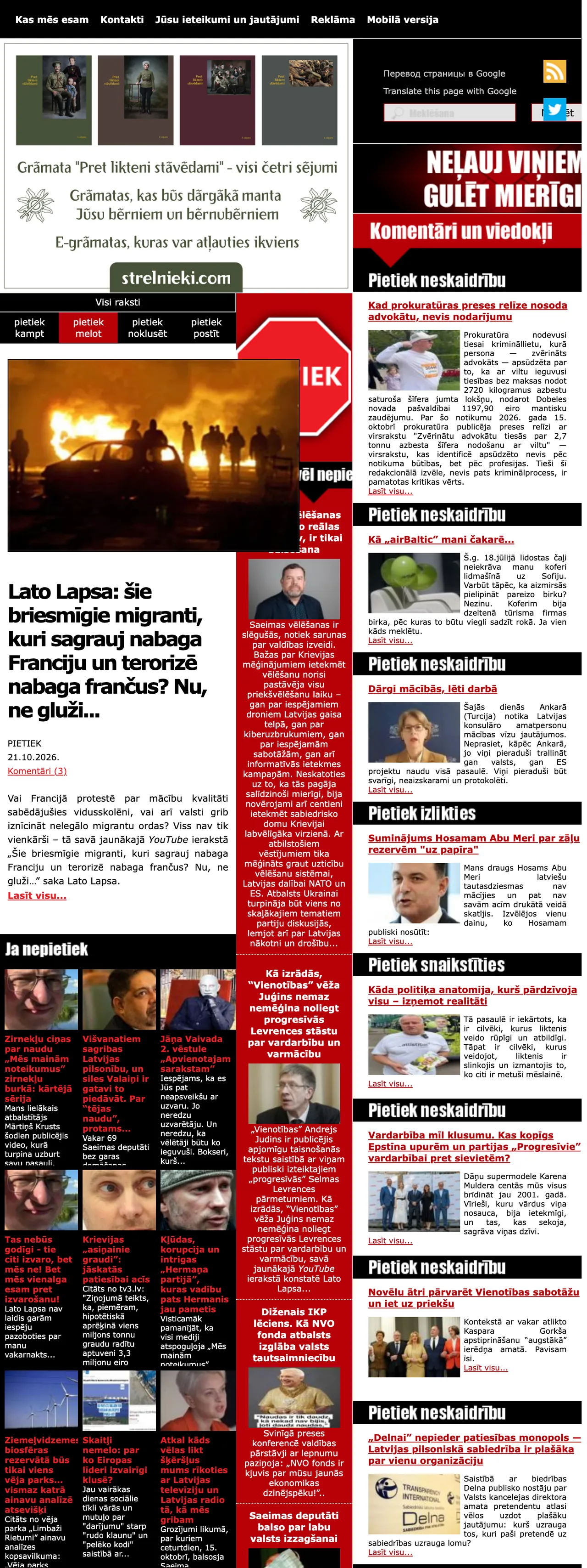 Screenshot of the Pietiek front page